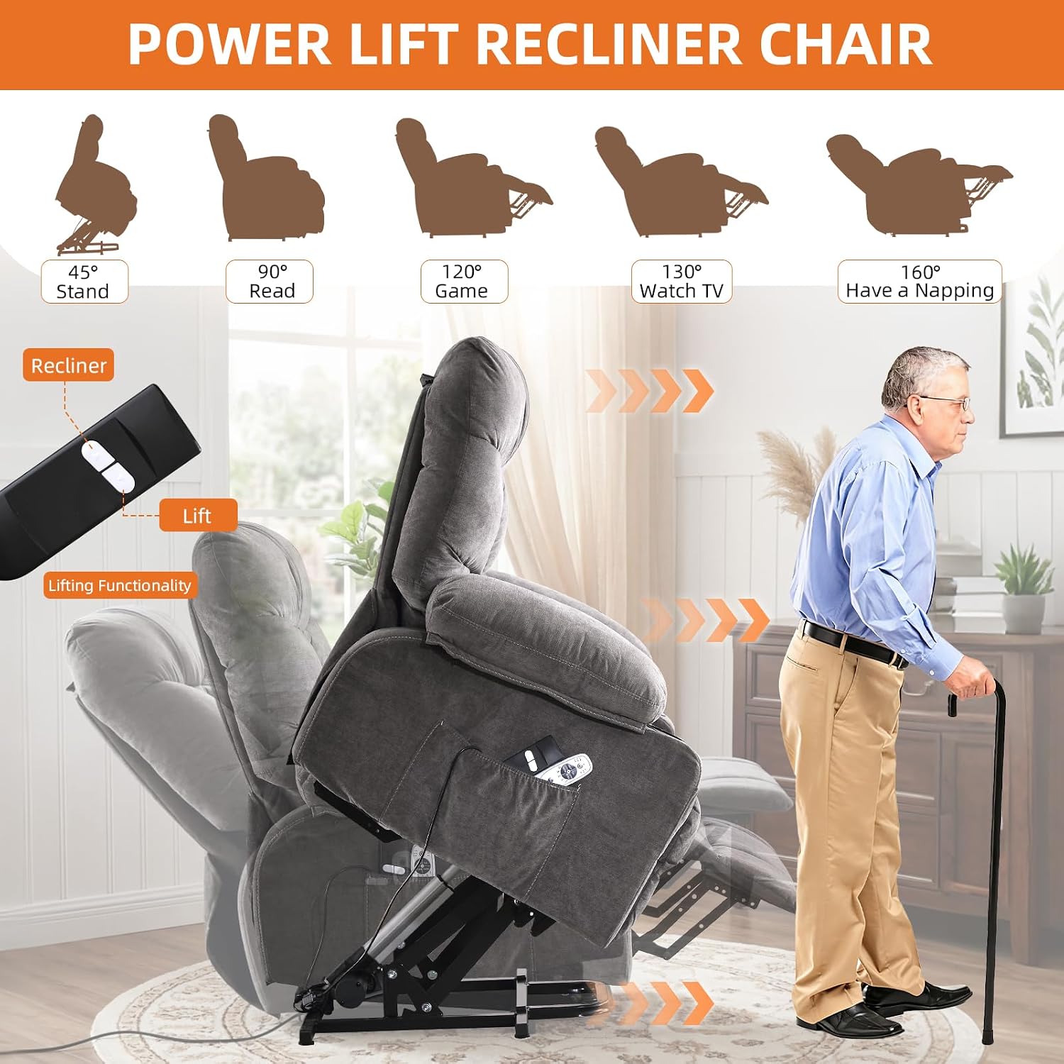 Thumbnail 6 de KWKSV 1361 Power Lift Recliner with Massage, Heat, and Storage
