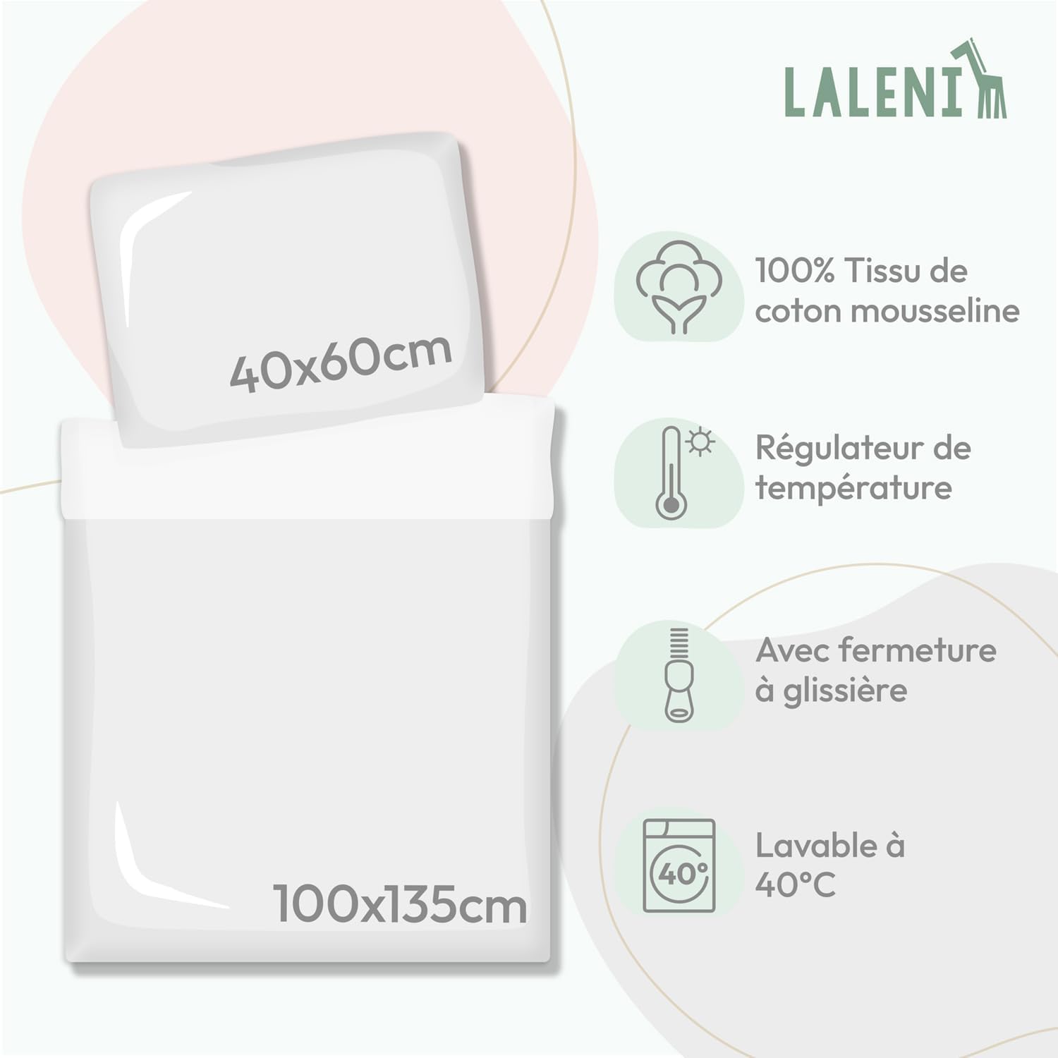 Thumbnail 1 de Laleni Linge de lit Enfant 100x135 cm mousseline en coton