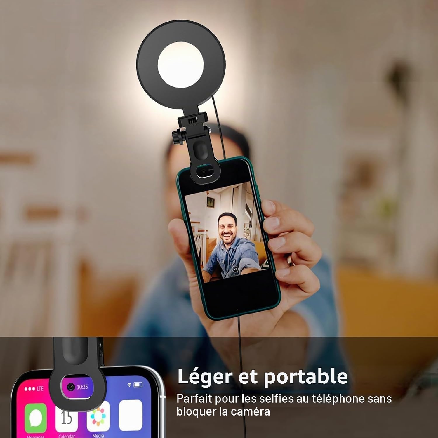 Detalle 1 de Mojimdo videoconferentielamp met USB, 3 lichtkleuren en timer