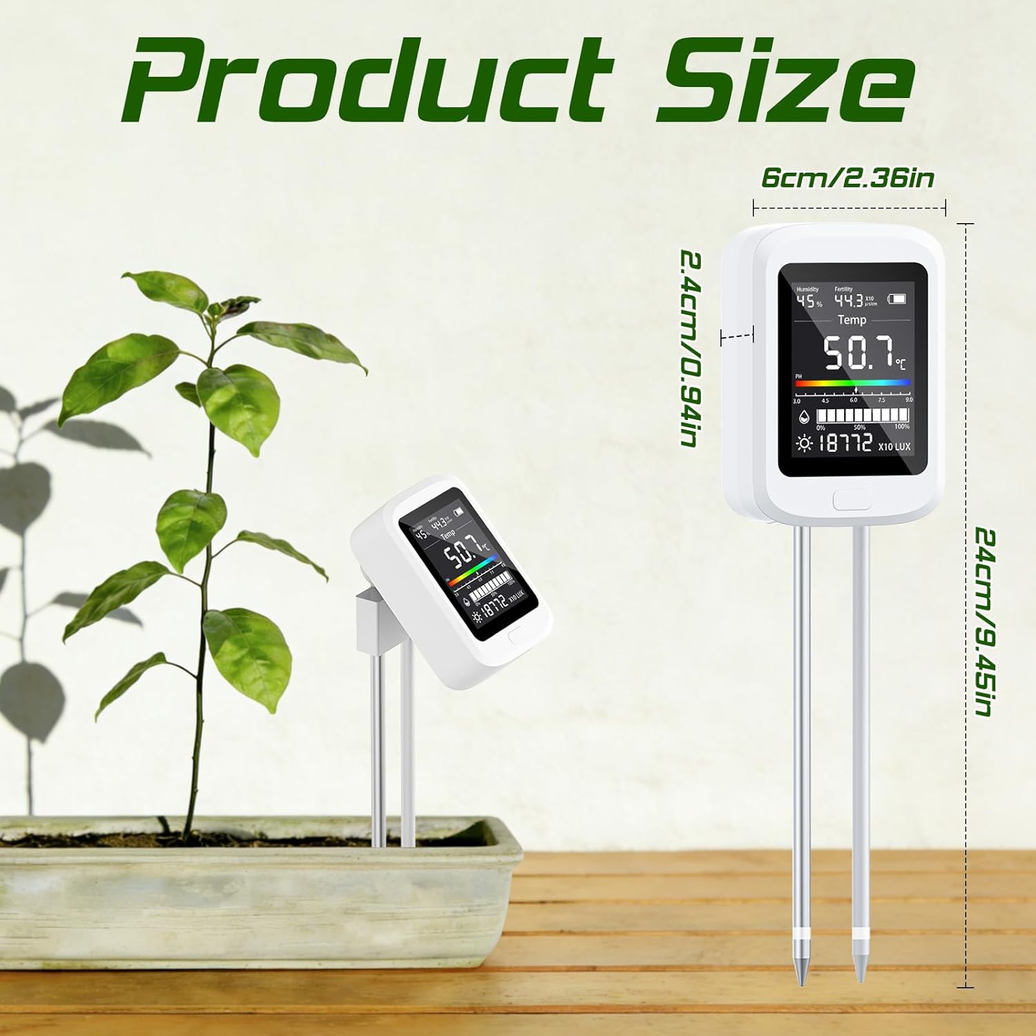 Thumbnail 3 de Lepealu 6-in-1 Soil Moisture Meter with Dual Probes, Type-C Rechargeable LCD