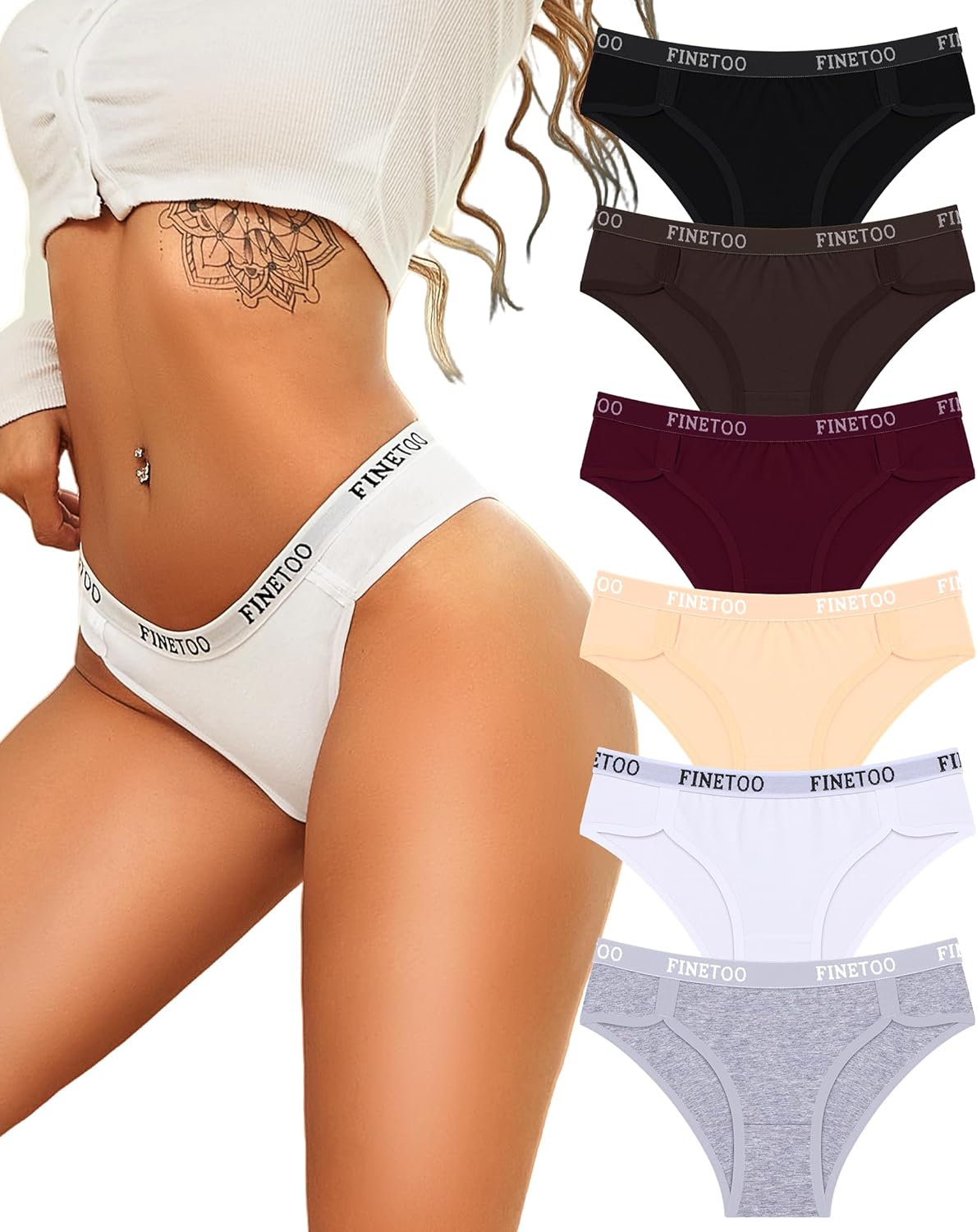 Detalle de FINETOO Bragas 6 Pack Algodón S-XL