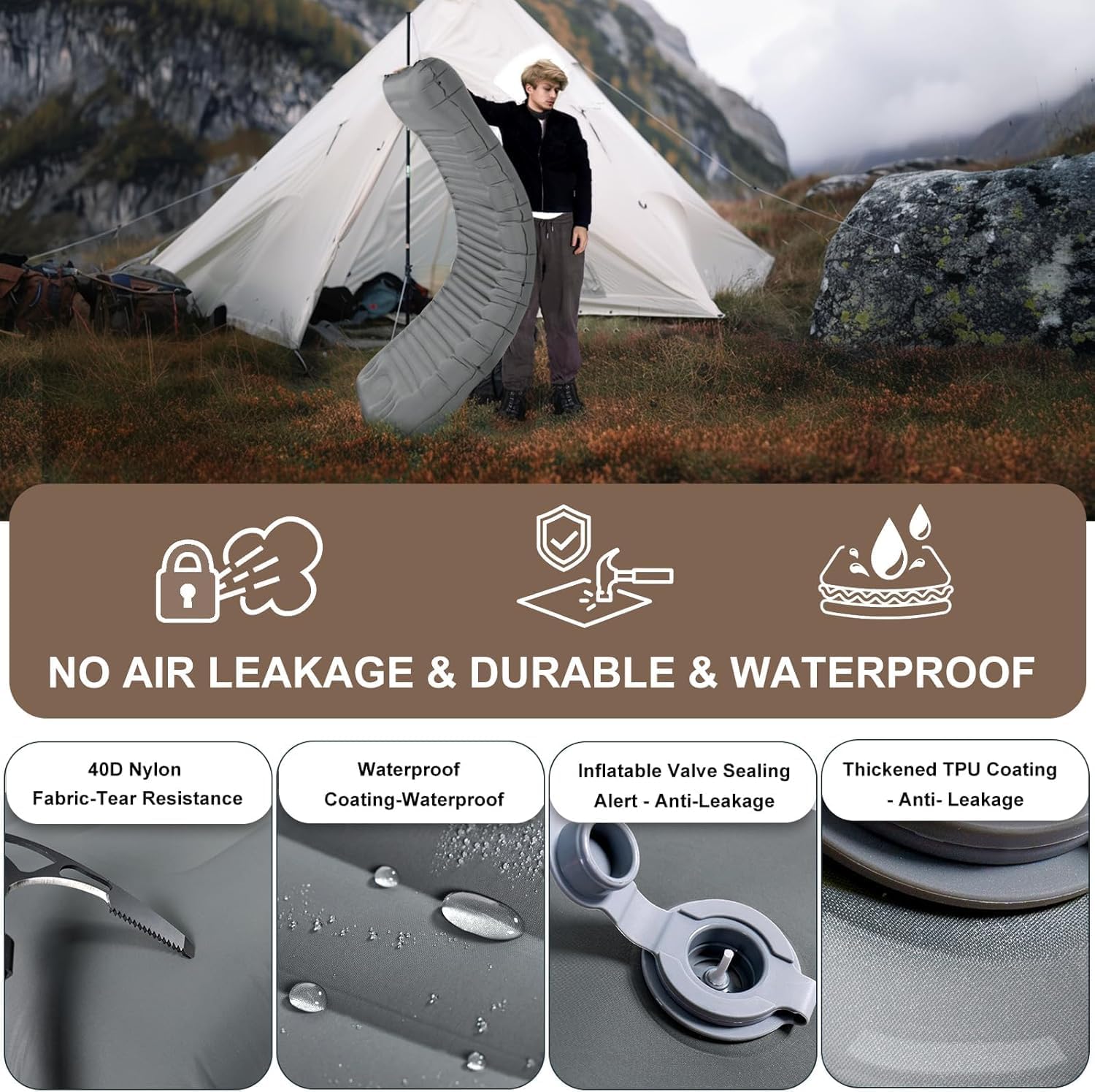 Detalle de Origem Materassino Campeggio Autogonfiabile 14 cm – Extra Large, ultraleggero e confortevole