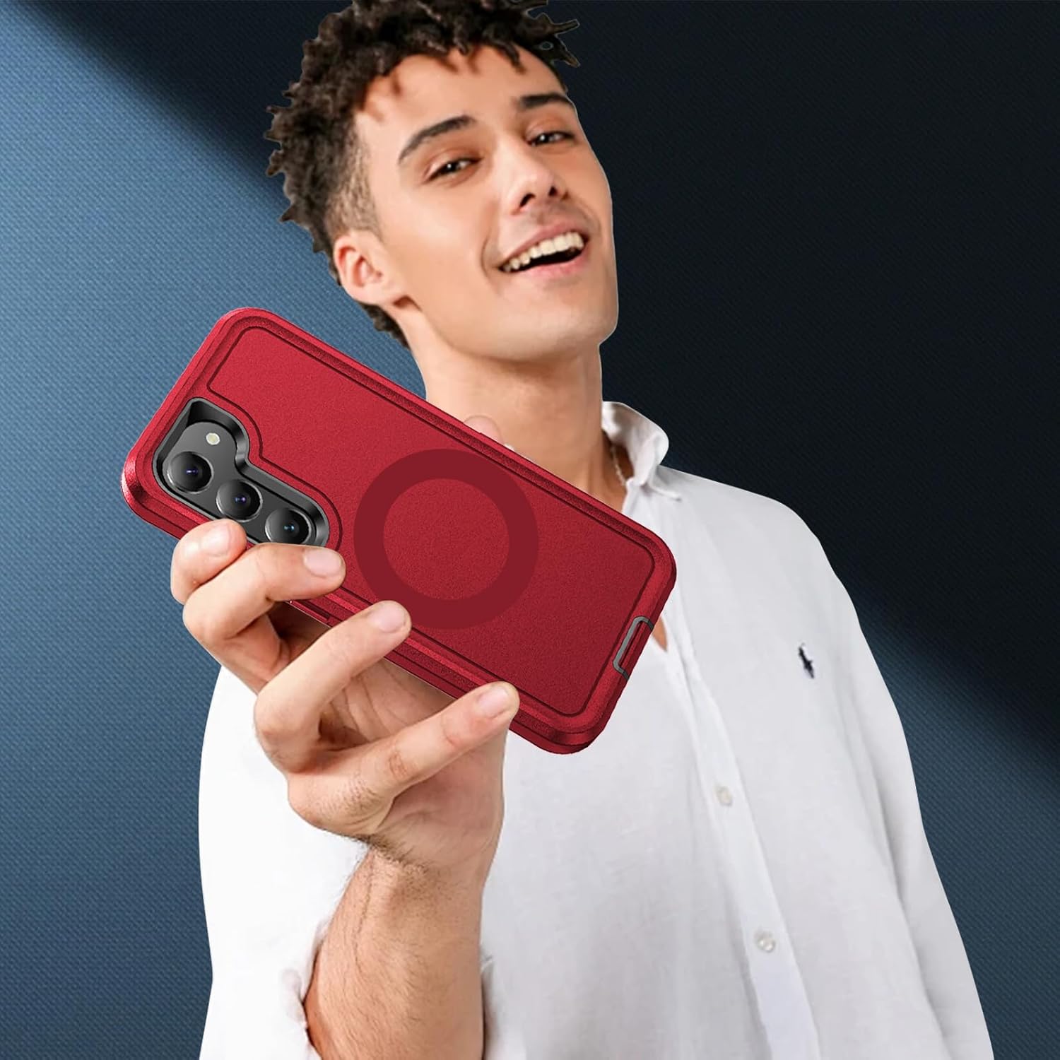 Thumbnail 6 de Handyhülle für Samsung Galaxy S23 Plus 5G: 360° stoßfeste Panzerhülle mit Displayschutz & Magnetring (Rot)