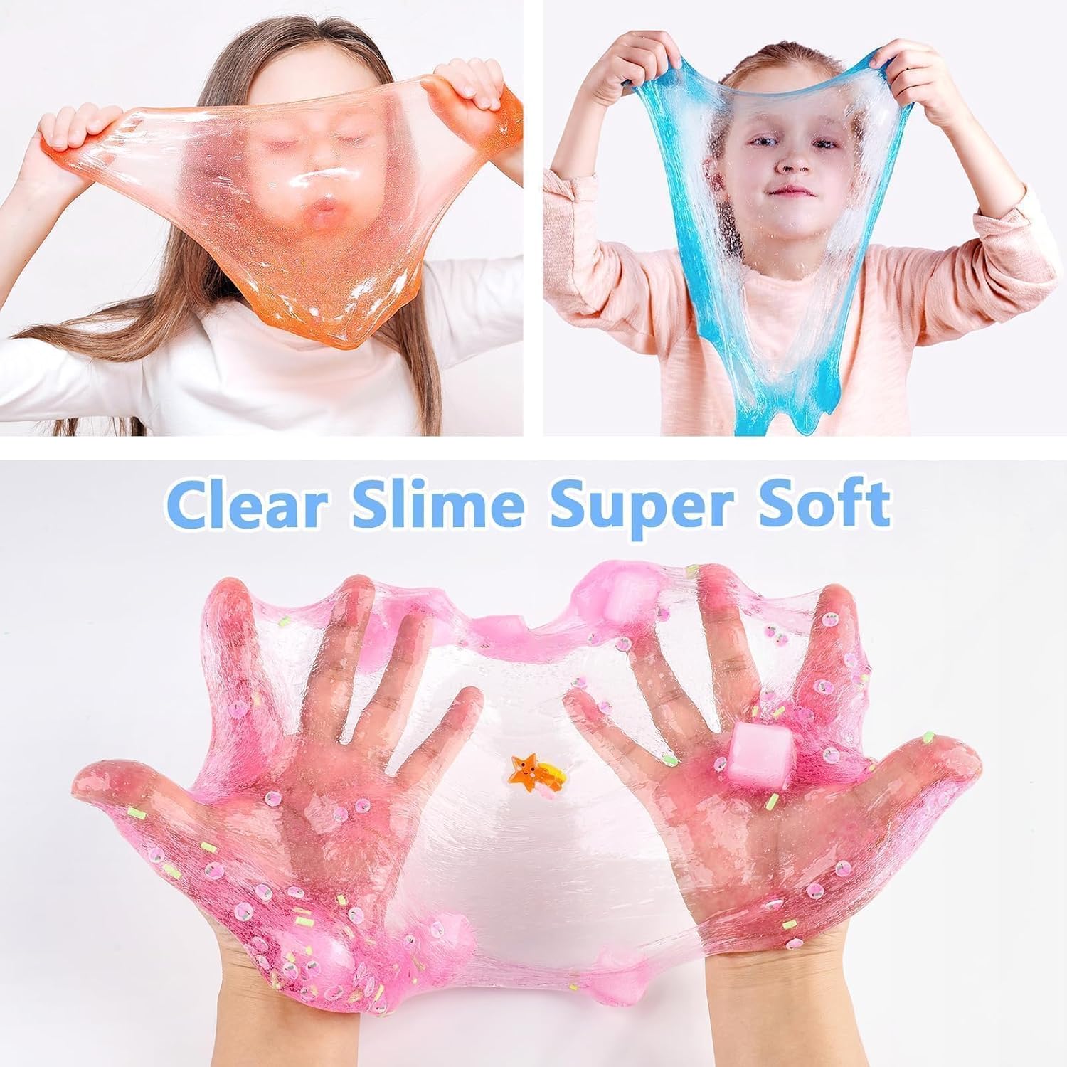 Thumbnail 5 de 9 Pack Jelly Cube Clear Fluffy Slime Making Kit – Crunchy Crystal Slime Charms for Kids