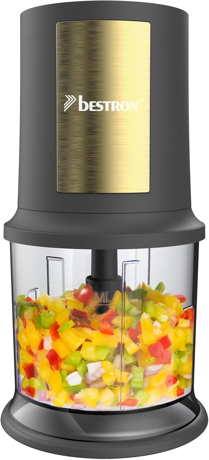 Detalle 2 de Bestron hachoir électrique, mini hachoir 500 ml – 2 lames en inox, noir/argent