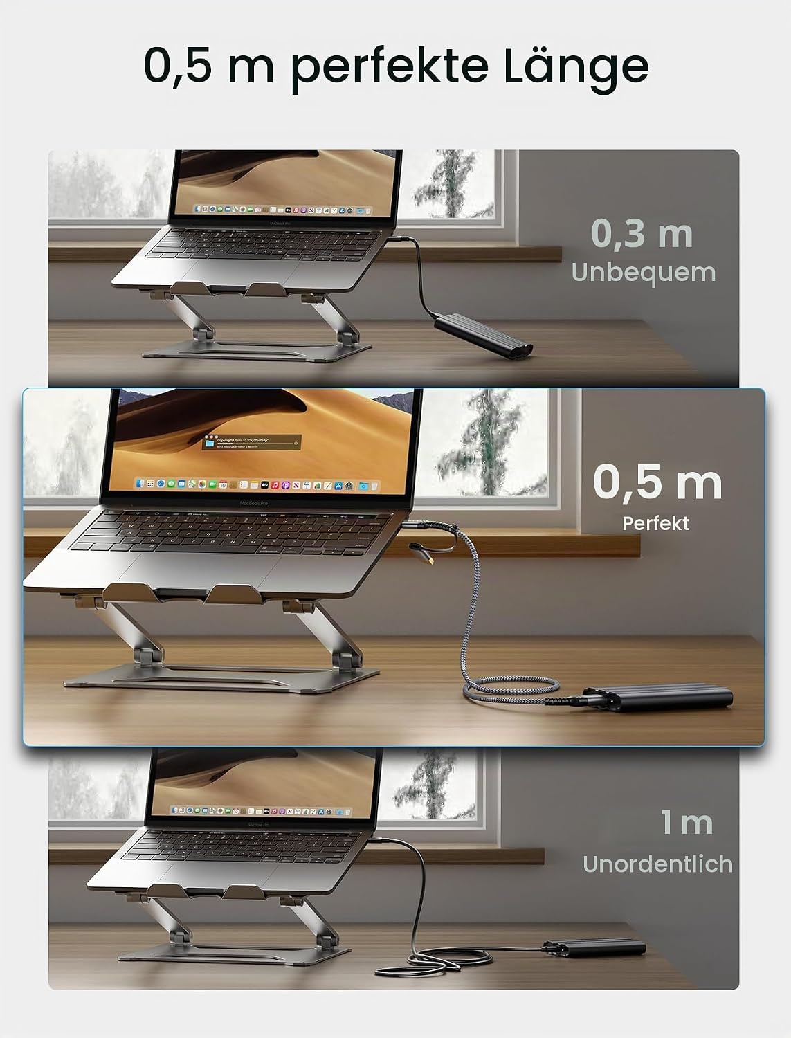 Thumbnail 6 de JSAUX USB 3.0/C auf Micro B Kabel (0,5 m) mit USB-A Adapter – bis zu 20 Gbit/s