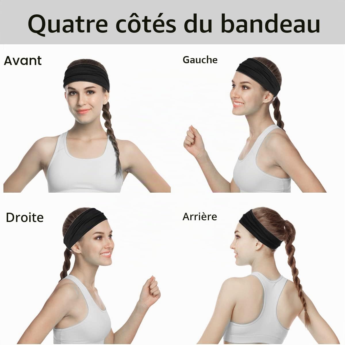 Detalle de Flintronic 6 pièces Bandeau Cheveux Femme – antidérapant, éco-confort, sport et yoga