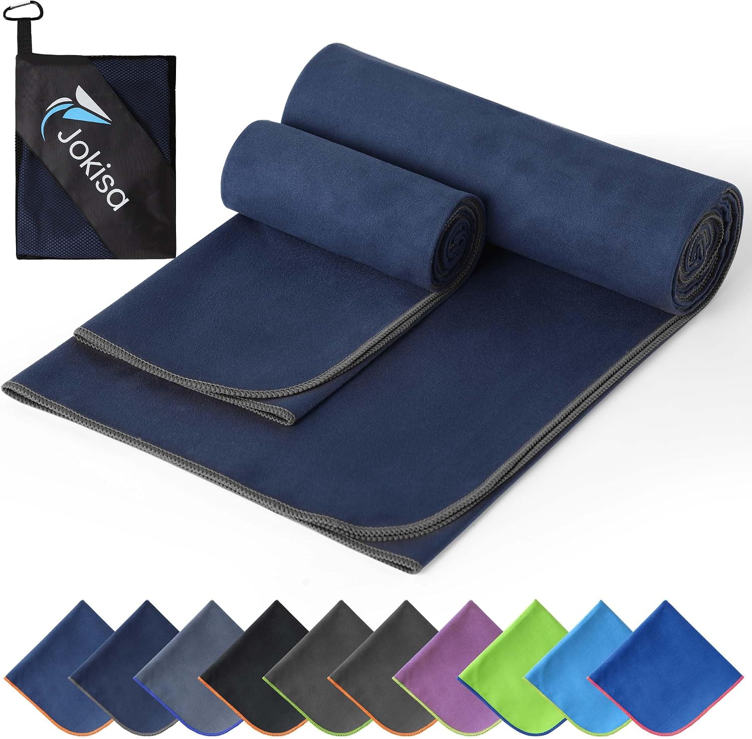 Detalle de Jokisa Mikrofaser Handtuch-Set 2 Stück (180x90 cm + 100x50 cm) – Schnell trocknend, vielseitig einsetzbar