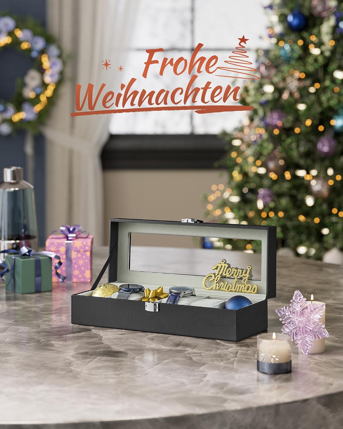 Detalle 2 de SONGMICS JWB06BK Uhrenbox 6 Fächer