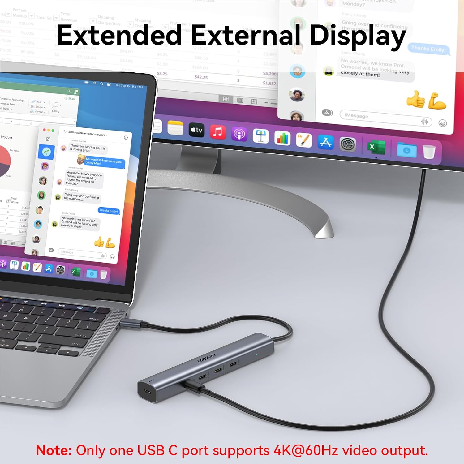 Detalle de MOKiN 6-in-1 USB-C Hub, 4K HDMI at 60Hz, USB 3.0 and microSD