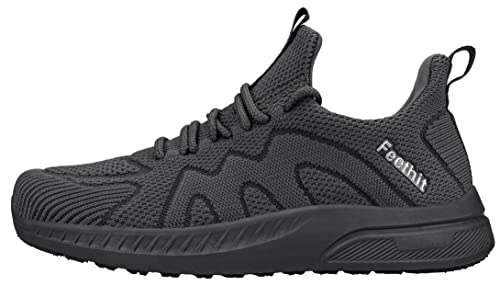 Detalle 2 de Feethit Zapatillas running para hombre gris oscuro (44) – comodidad y amortiguación para entrenos