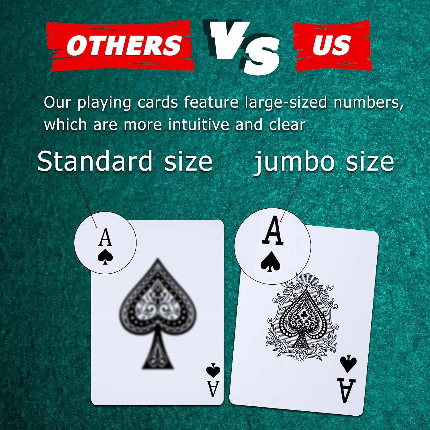 Detalle de FURWEY 12-Pack Playing Cards with Red/Blue Backs – Large Print, Standard Index