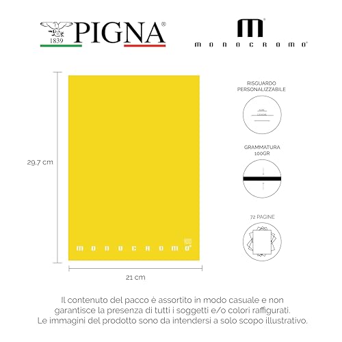 Detalle 2 de Pigna Monocromo Conf. 10 pz. Quaderno A4 72 pagine 100 g/m², rigatura 1R (02298881R)