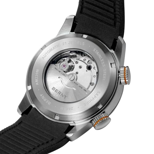 Detalle de BERNY Automatic Diver's Watch for Men with Sapphire Glass and Silicone Band