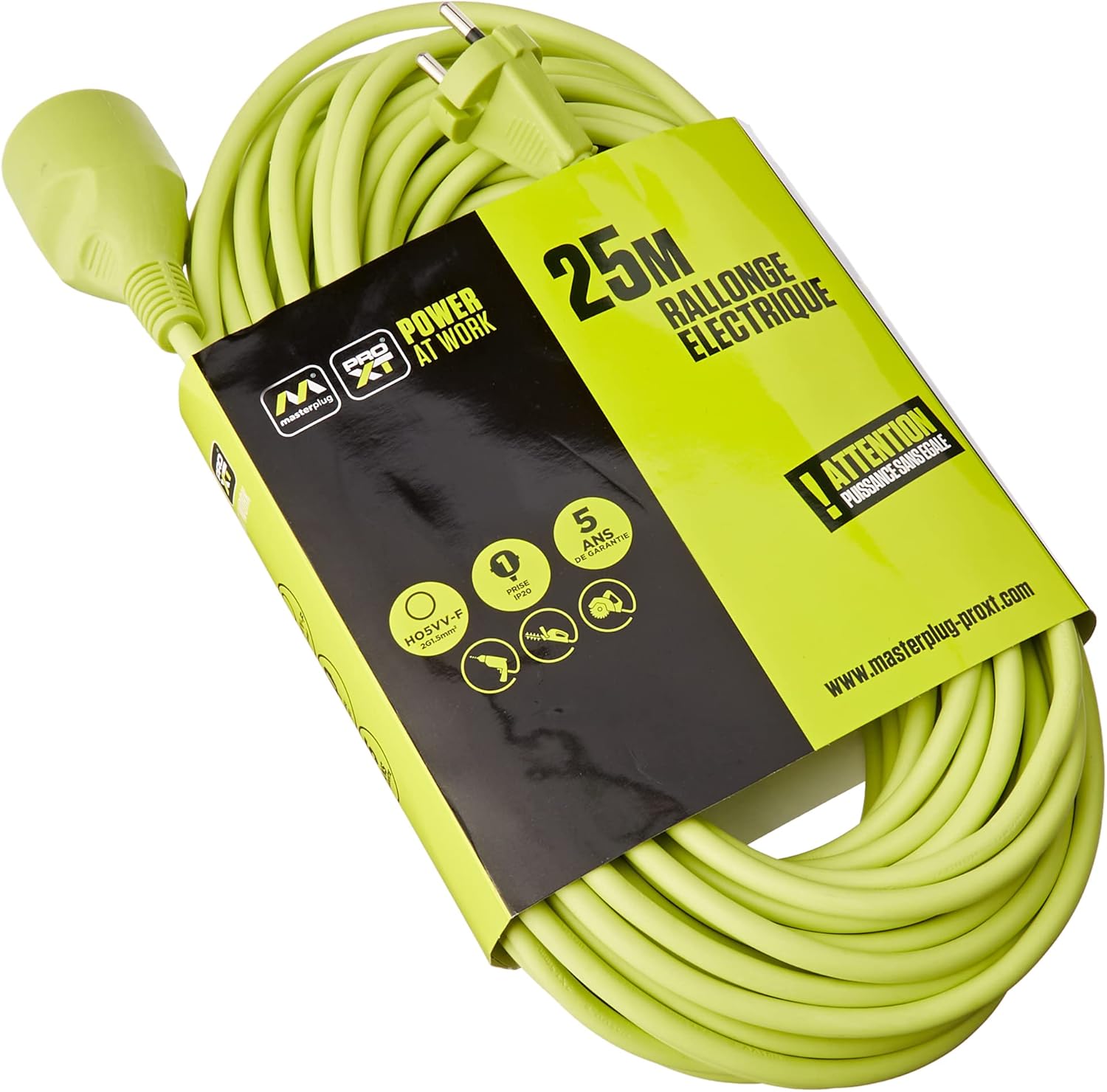 Thumbnail 6 de Cable d'extension Masterplug Pro-XT 25 m IP44 – Vert, usage intérieur et extérieur