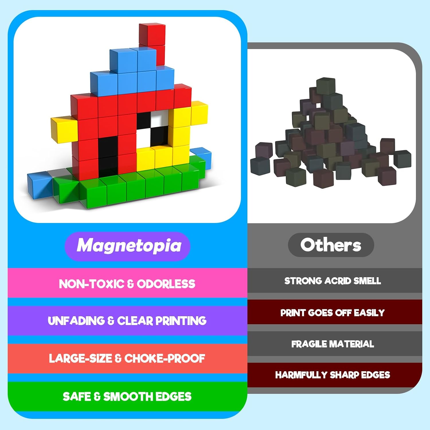Thumbnail 6 de Magnetic Building Blocks for Kids (56pcs) – 1-inch magnet cubes and tiles for ages 3+