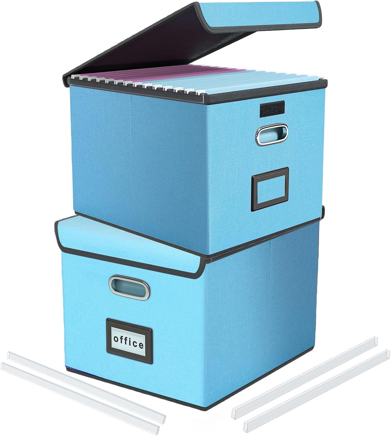 Detalle de TORASO LG-Sky Blue-2pcs Collapsible Linen File Organizer Boxes with Lids