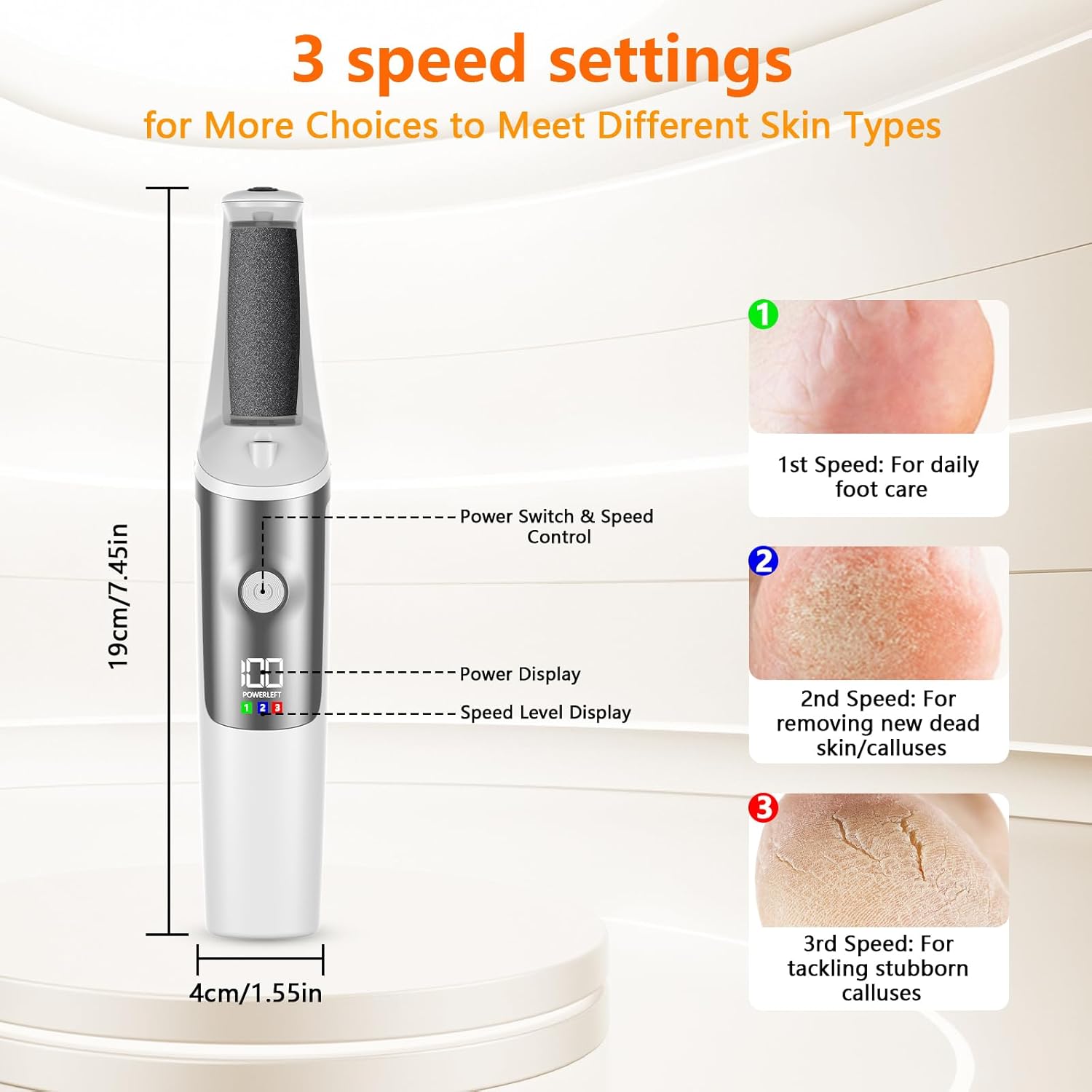 Thumbnail 2 de PKBD pedicure elettrico professionale per piedi con 3 velocità, impermeabile e kit accessori