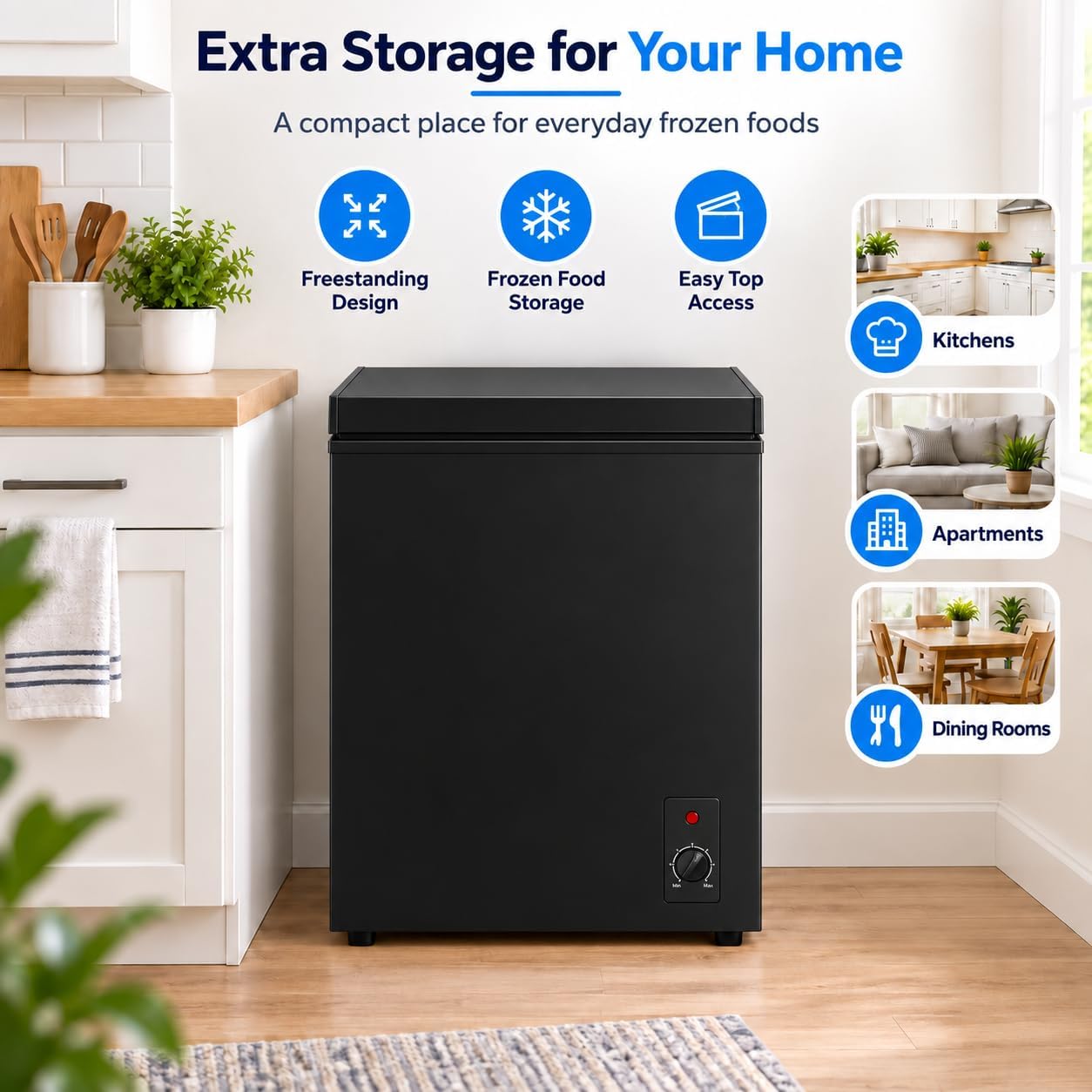 Thumbnail 6 de LOUDKIT FLG-7.0-BLACK Chest Freezer, 7.0 cu.ft., 7-Level Thermostat