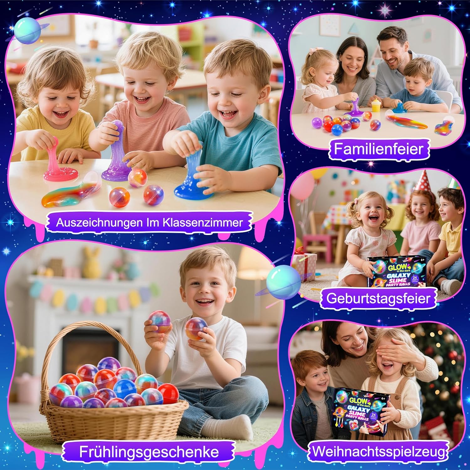 Detalle de Hapikids Galaxy Glowing Slime Set 24-teilig