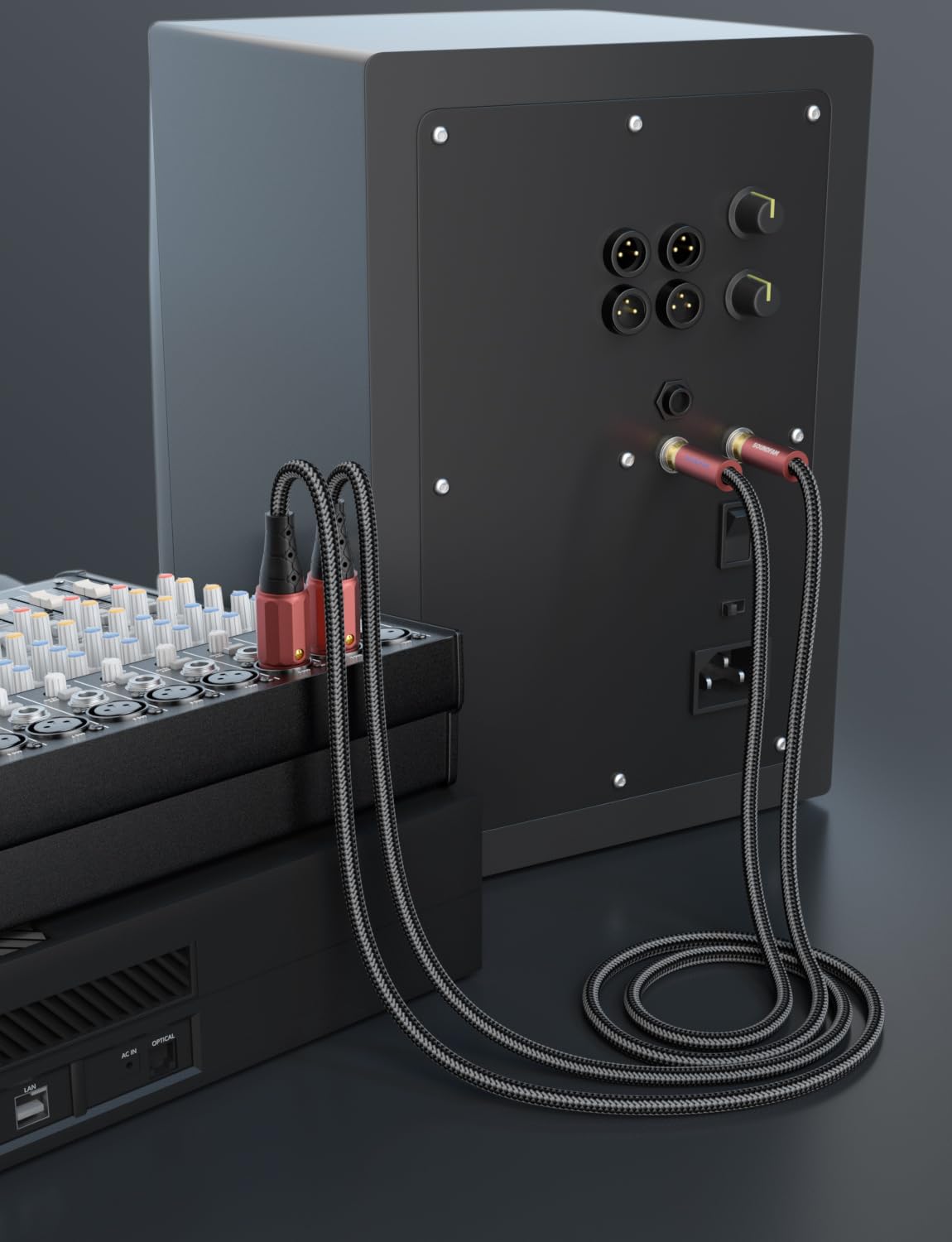 Detalle de SOUNDFAM Dual XLR to RCA Cable (3m) with Y-splitter and gold-plated connectors