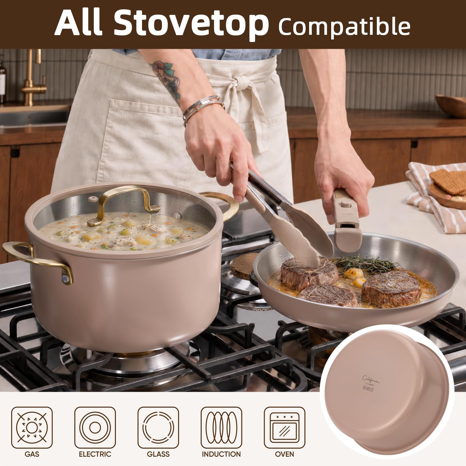 Thumbnail 5 de CAROTE 15Pcs Ceramic Cookware Set