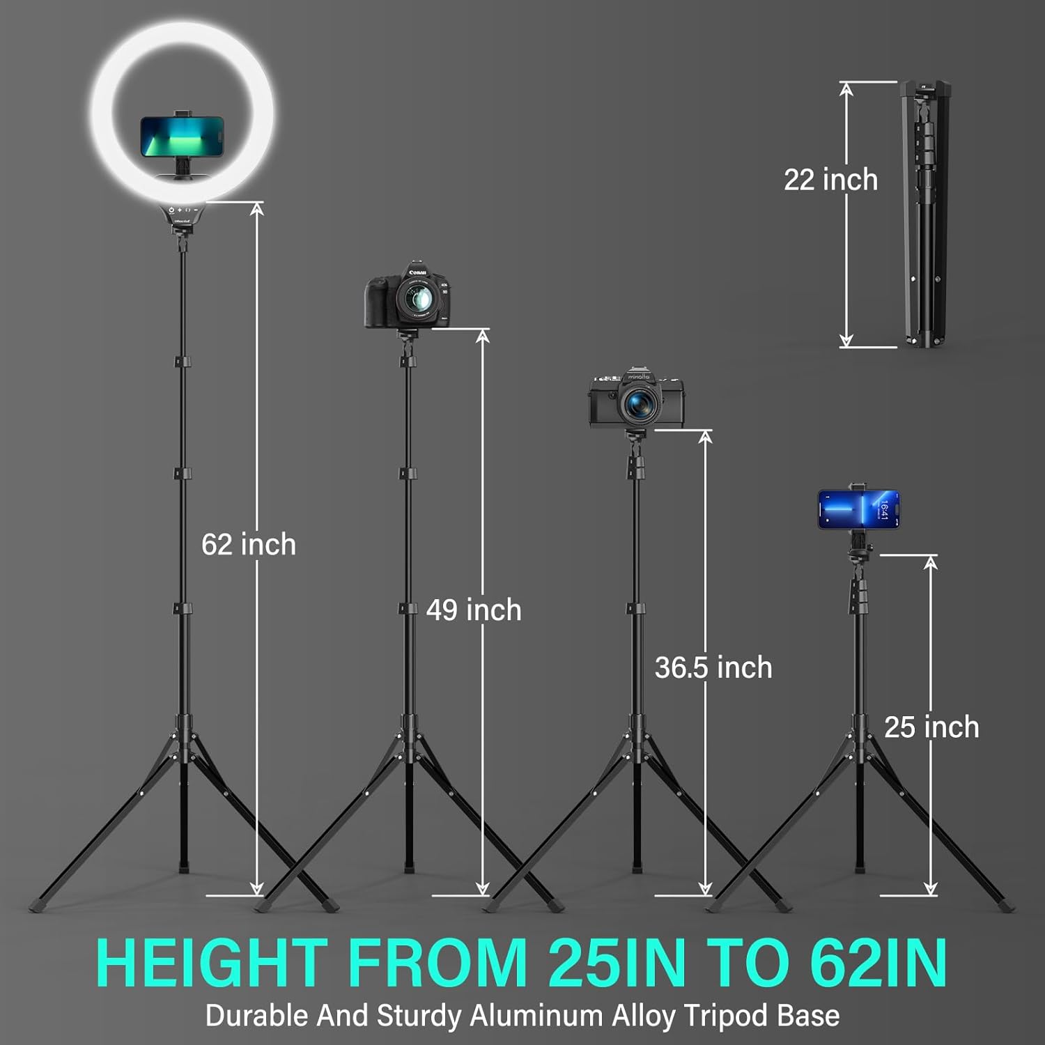 Thumbnail 5 de UBeesize 14" Foldable Ring Light with 62" Tripod