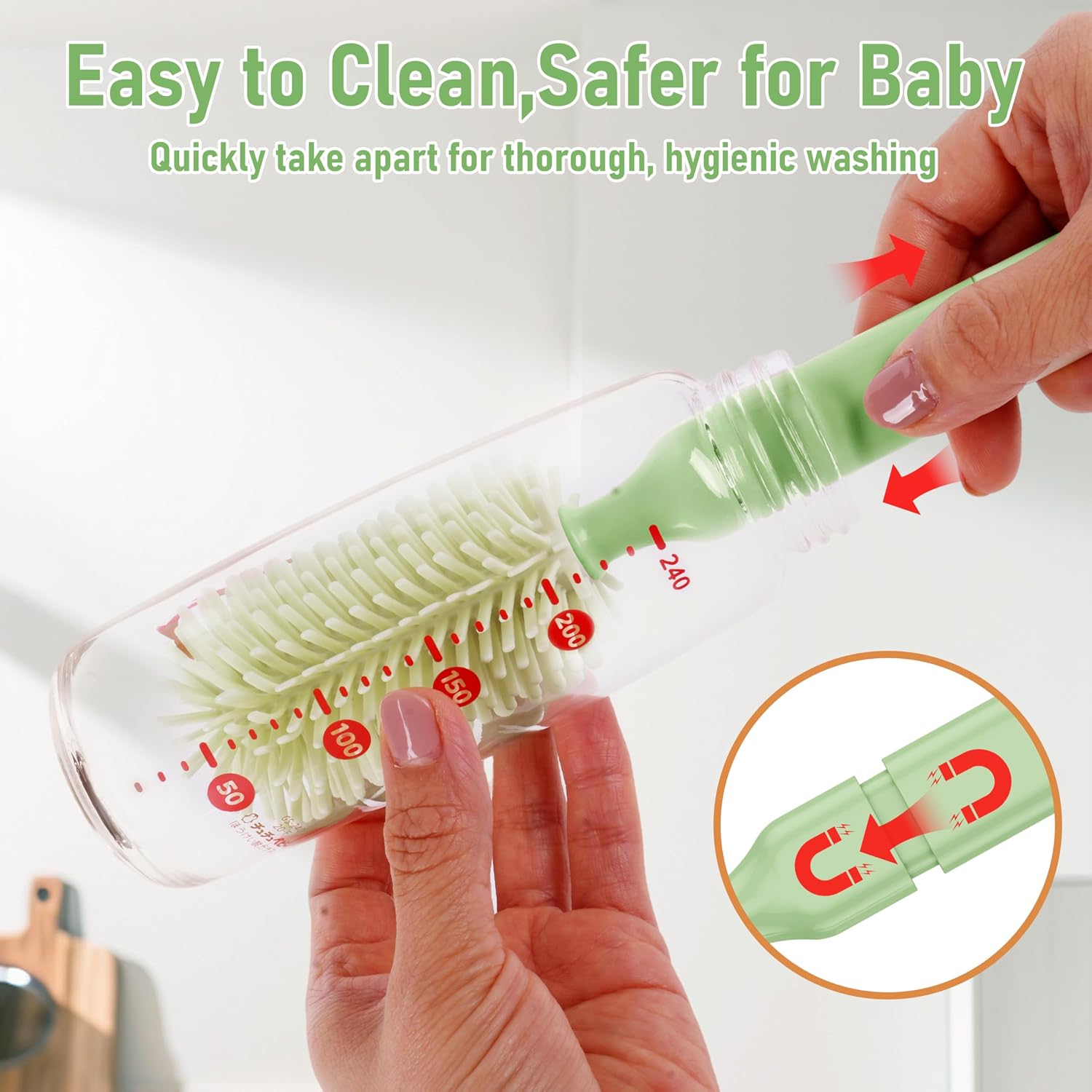 Detalle 2 de MONSAO Bb-2023 Baby Bottle Brush Set with Silicone Brushes, Drying Rack and Travel Case