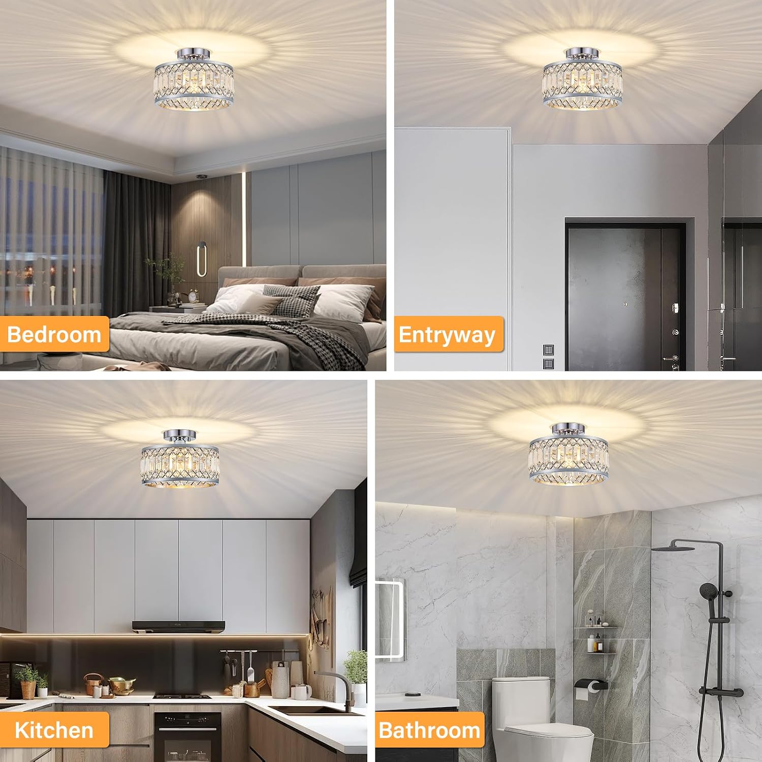 Detalle 2 de YURNYQ Crystal Ceiling Light 11.4 in