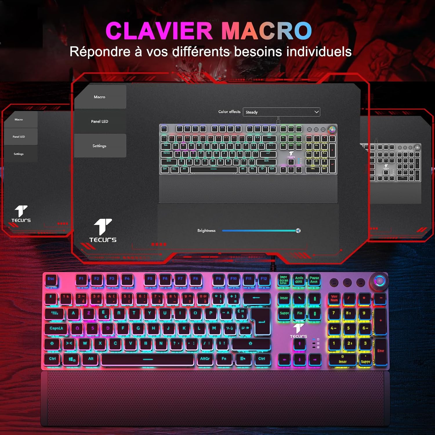 Thumbnail 5 de TECURS Clavier Gaming Mécanique – Clavier Gamer programmable avec Repose-Poignet Magnétique