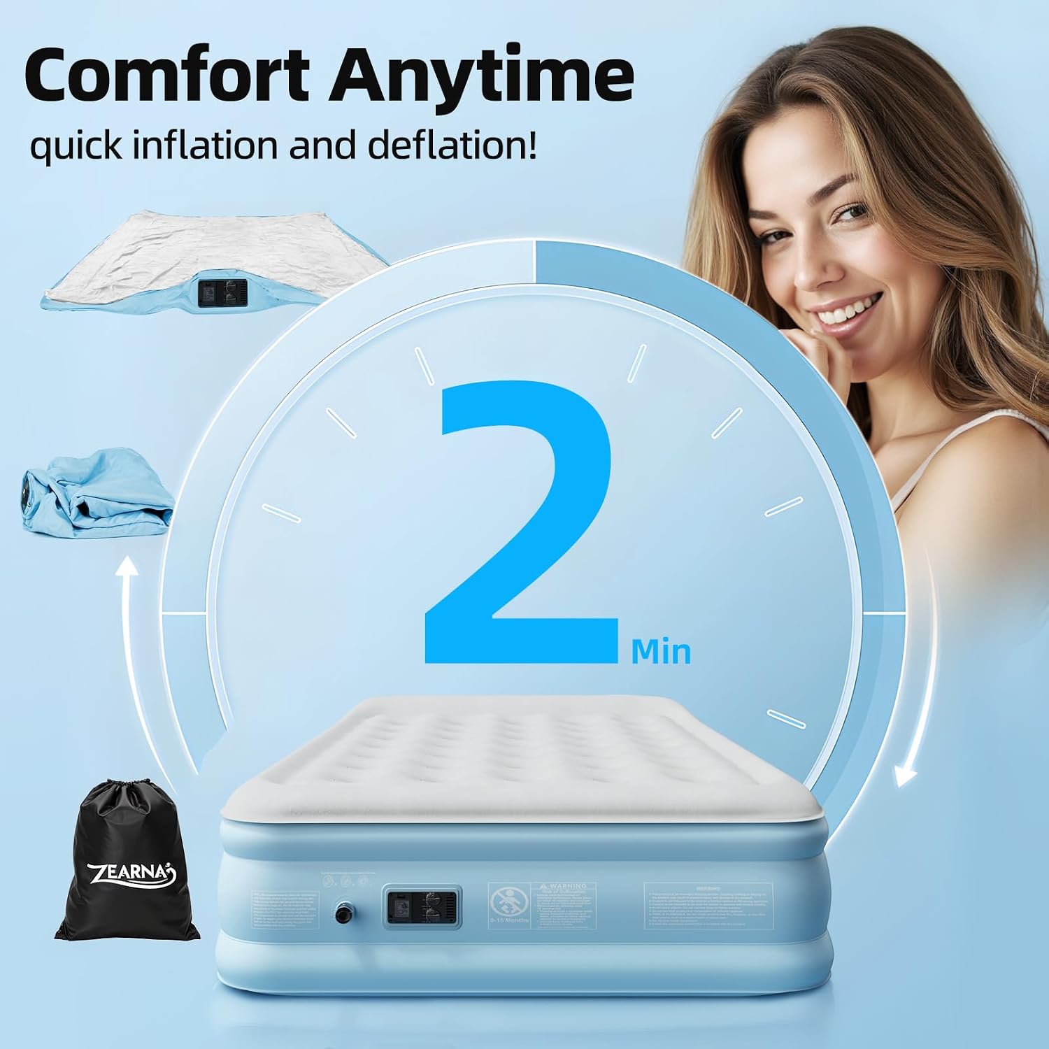 Thumbnail 3 de Zearna Air Mattress Queen 18 in
