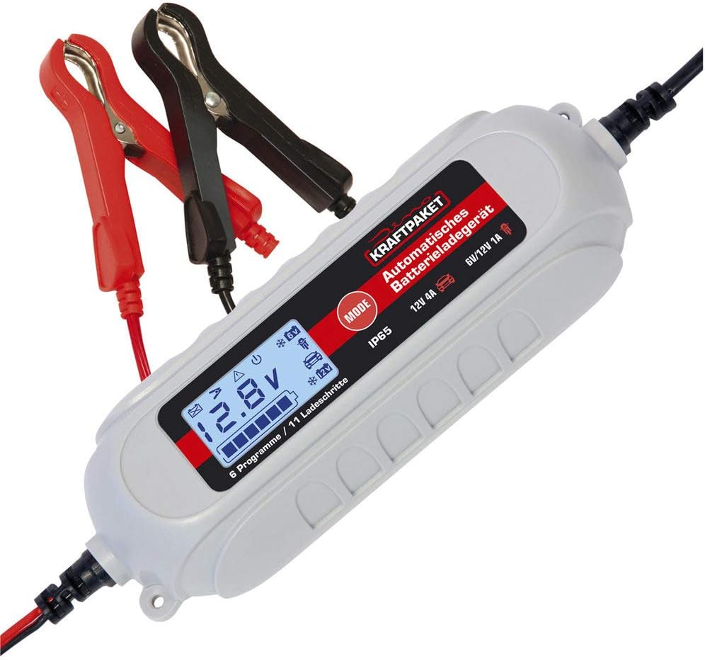 Detalle de Dino KRAFTPAKET 4A-6V/12V Intelligentes Batterieladegerät – Für Blei-Säure, GEL, Start/Stopp EFB, AGM | KFZ-Ladegerät für Auto, Motorrad, Kleintransporter, PKW, Boot