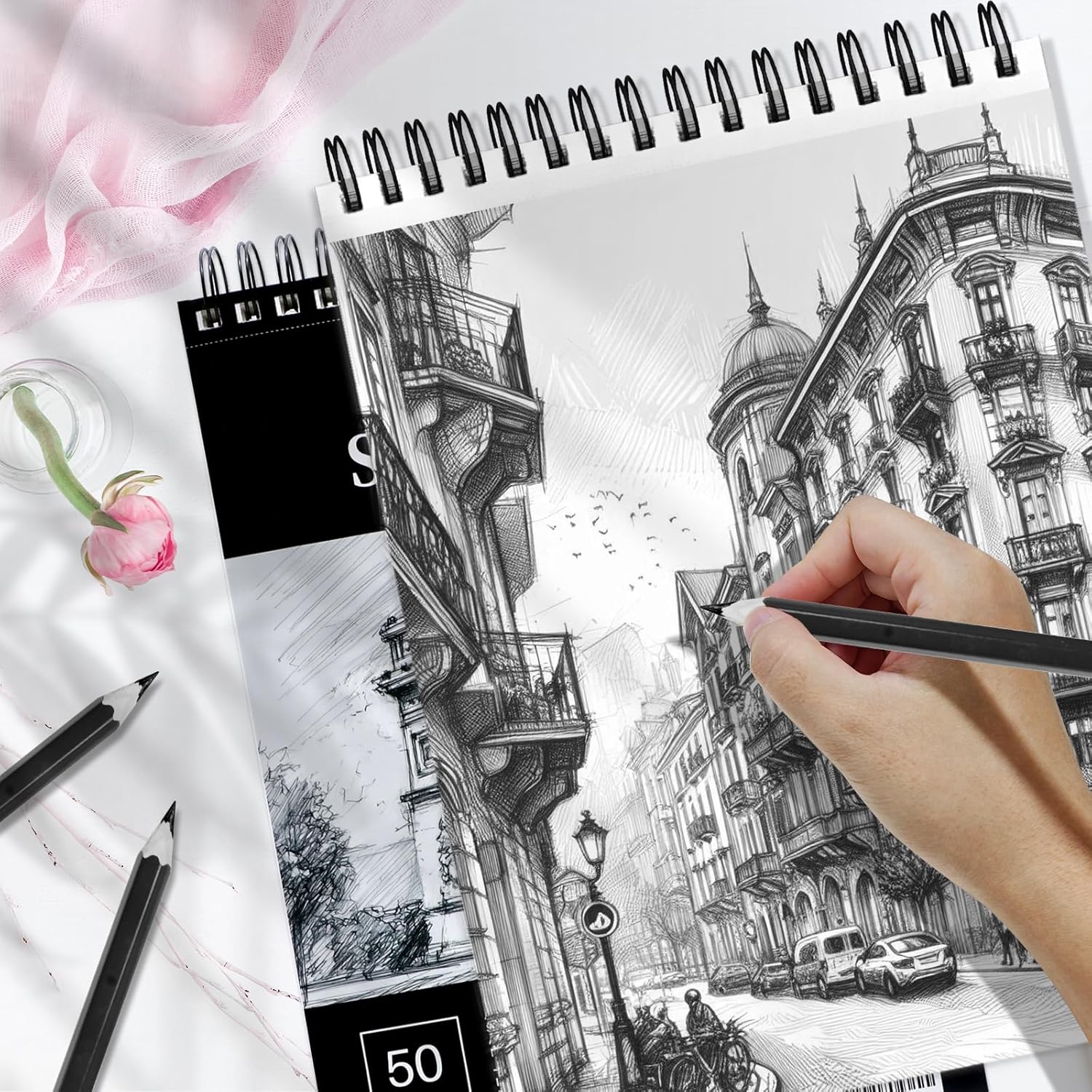 Thumbnail 4 de Artecho A4 Sketch Book (Hardcover, Spiral Bound) – 50 Sheets, 300gsm Thick Paper