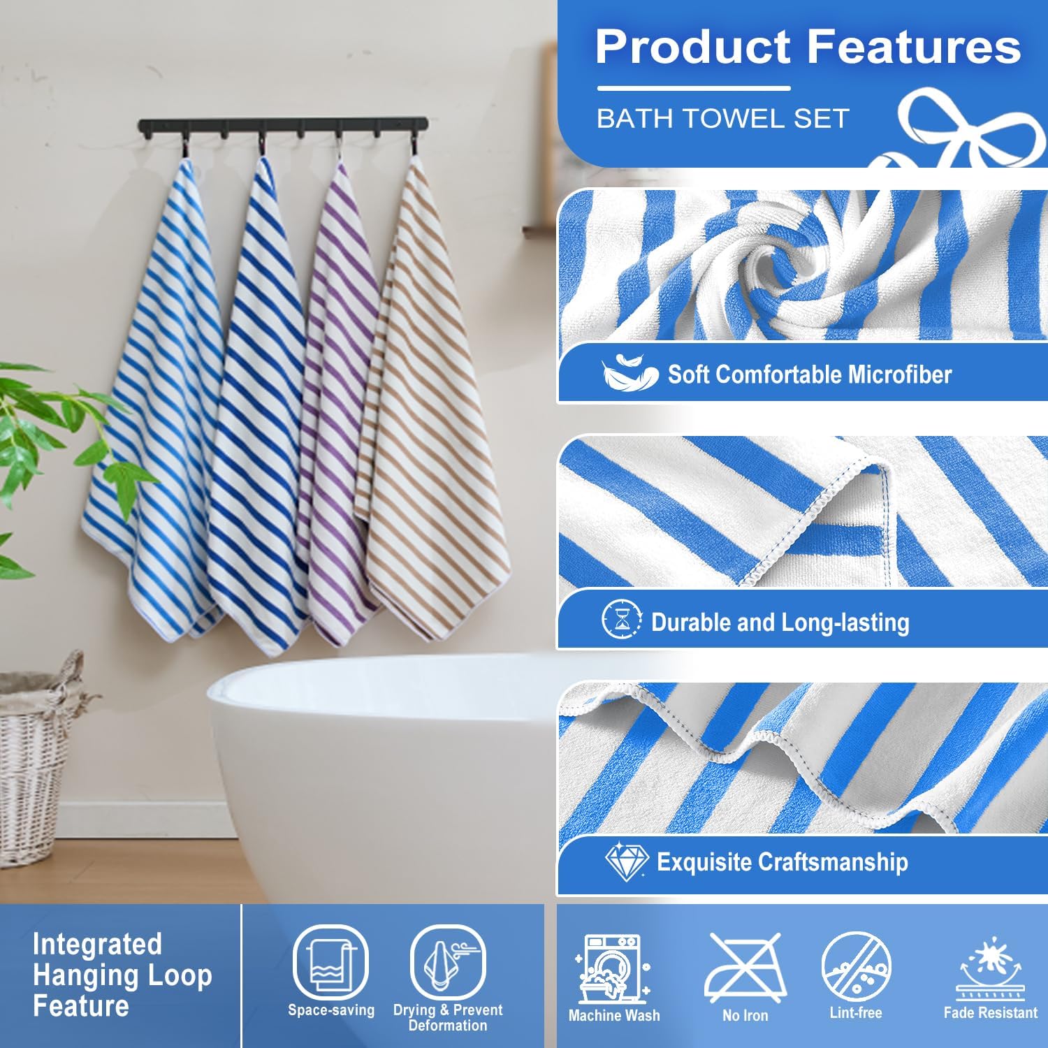 Thumbnail 2 de JML Beach Towels Microfiber 4-Pack 30" x 60" 🏖