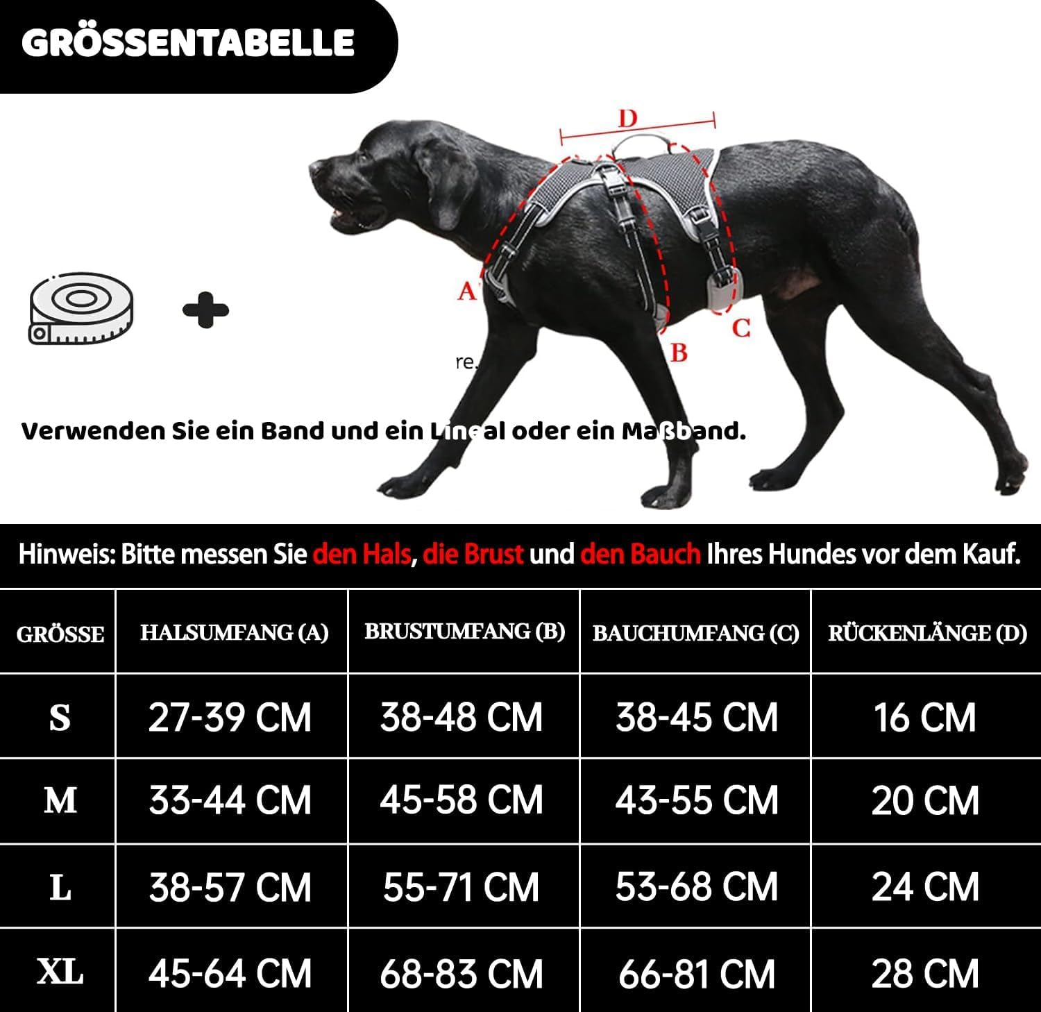 Thumbnail 1 de BELPRO Mehrzweck-Hundegeschirr mit reflektierenden Bändern, ausbruchsicher & ohne Ziehen – verstellbare Weste (Schwarz, S)