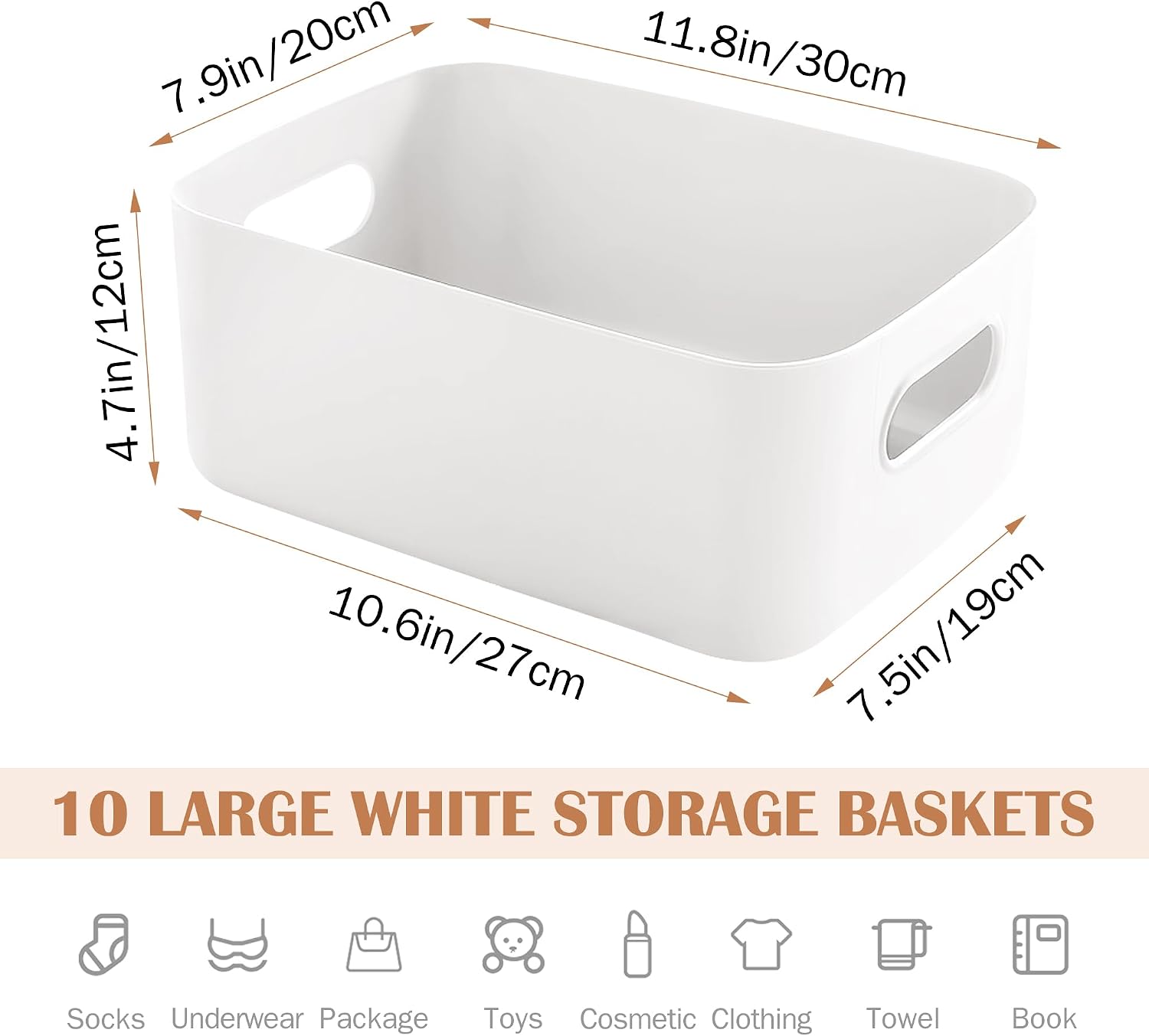 Detalle 2 de SHEPIN Aufbewahrungsbox 10 Stk Weiß 30x20x12 cm
