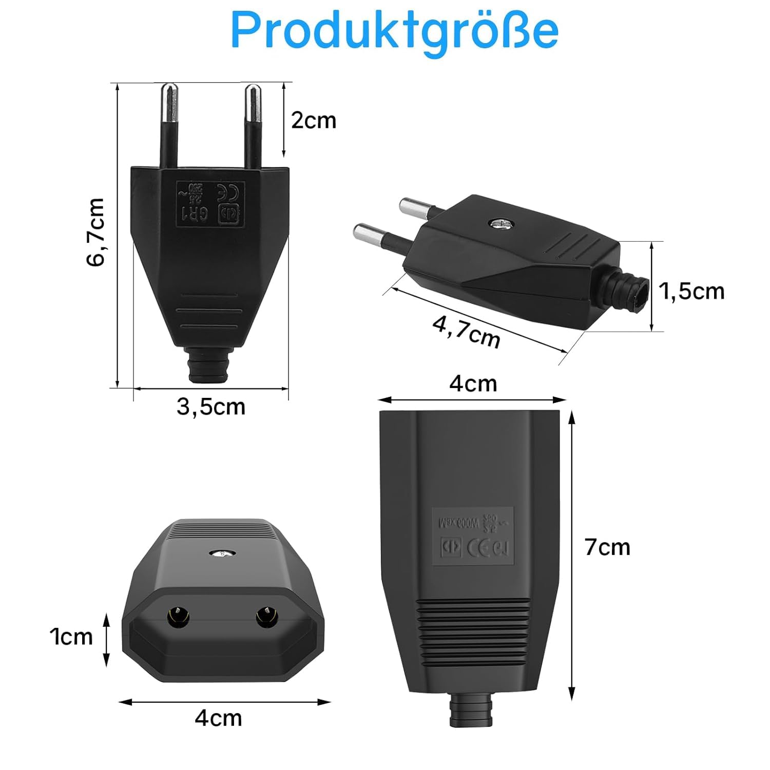 Thumbnail 1 de 4 Stück Flachstecker-Kupplungset Eurokupplung Flach, 250V/2,5A – geeignet für Schuko-Stecker und Lampen