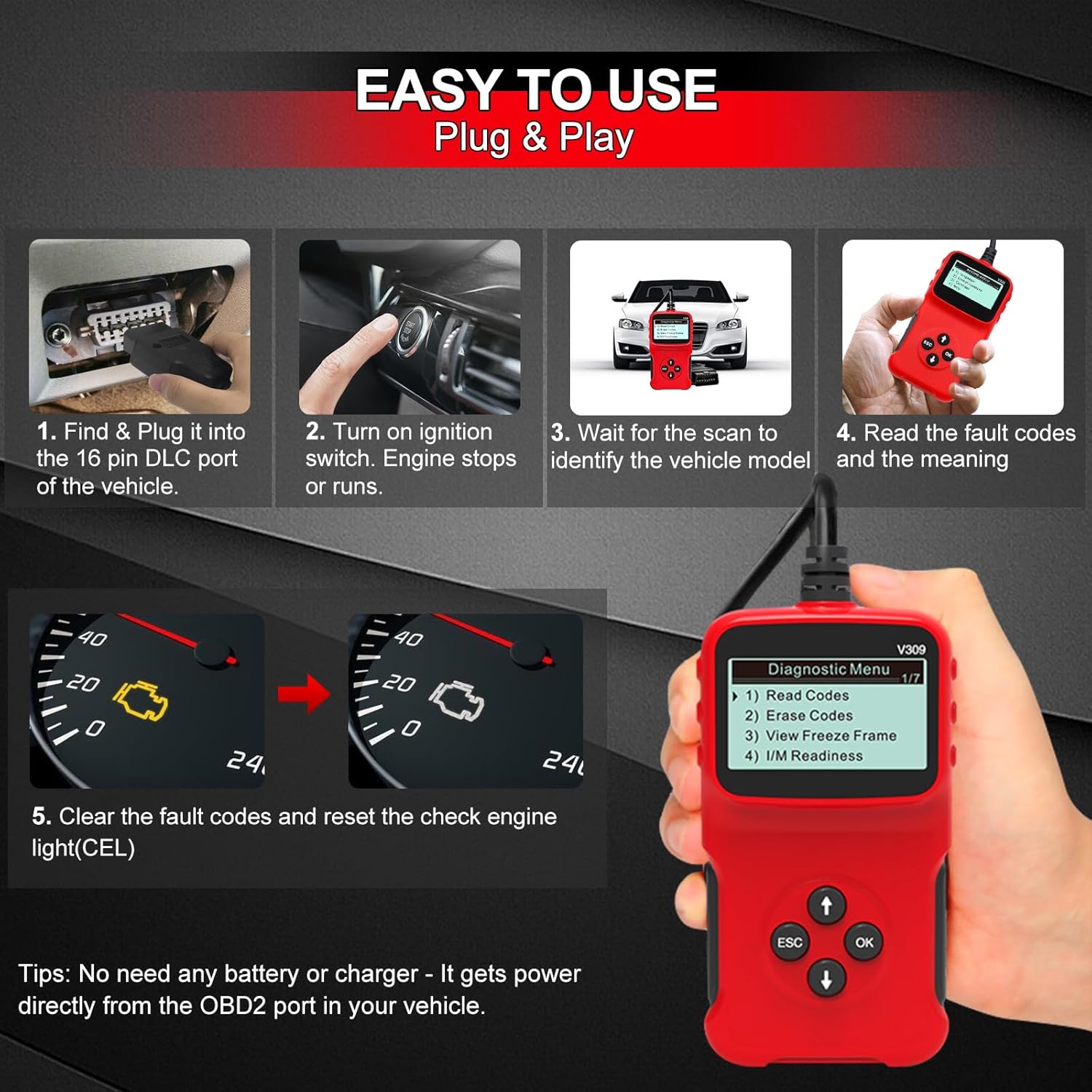 Thumbnail 5 de RICOKEY V309 OBD2 Car Scanner