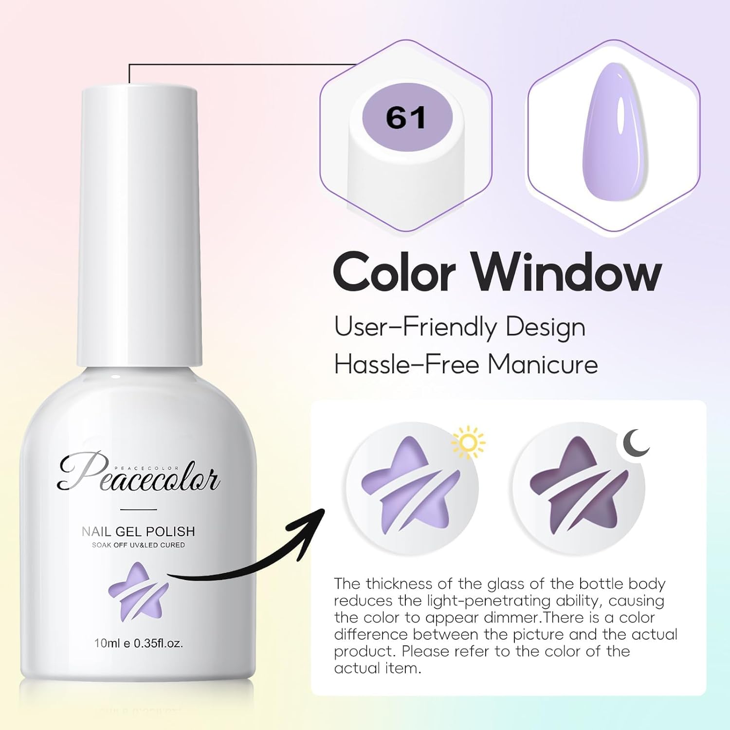 Thumbnail 6 de Kit PEACECOLOR Vernis semi permanent pastel (6 couleurs) – gel UV/LED 10 ml