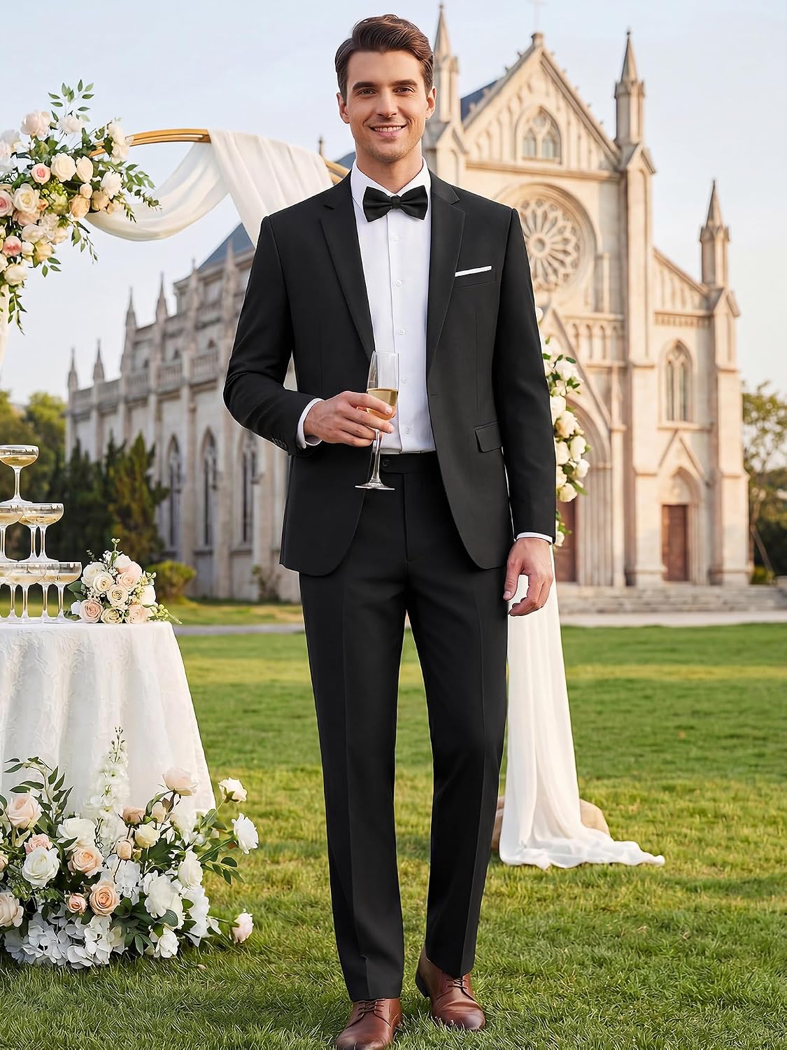 Detalle 2 de MAGE MALE Men's Slim-Fit Two-Piece Suit with One-Button Jacket and Side Vents