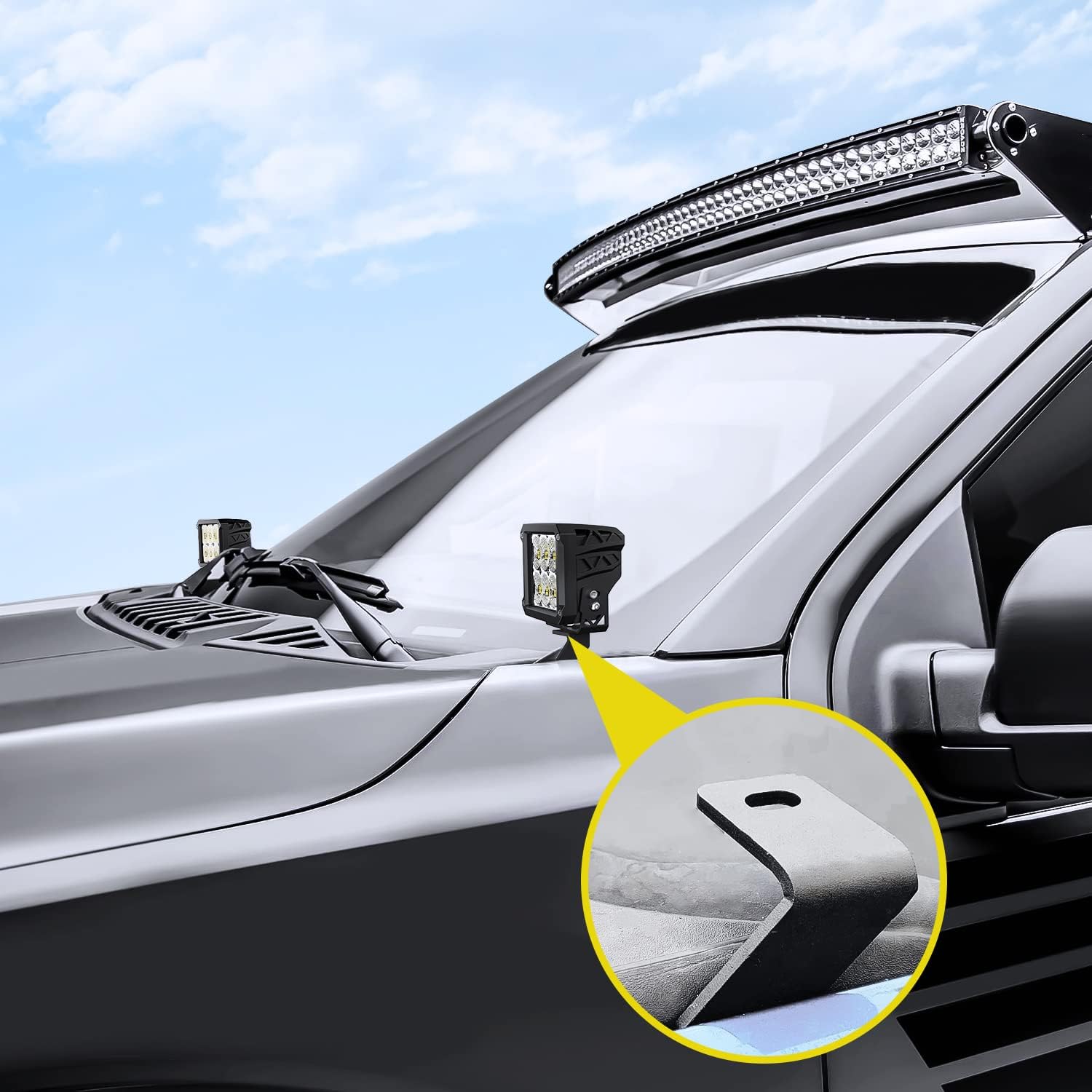 Thumbnail 6 de Nilight Ditch Light Bracket for F150 Hood Mounts
