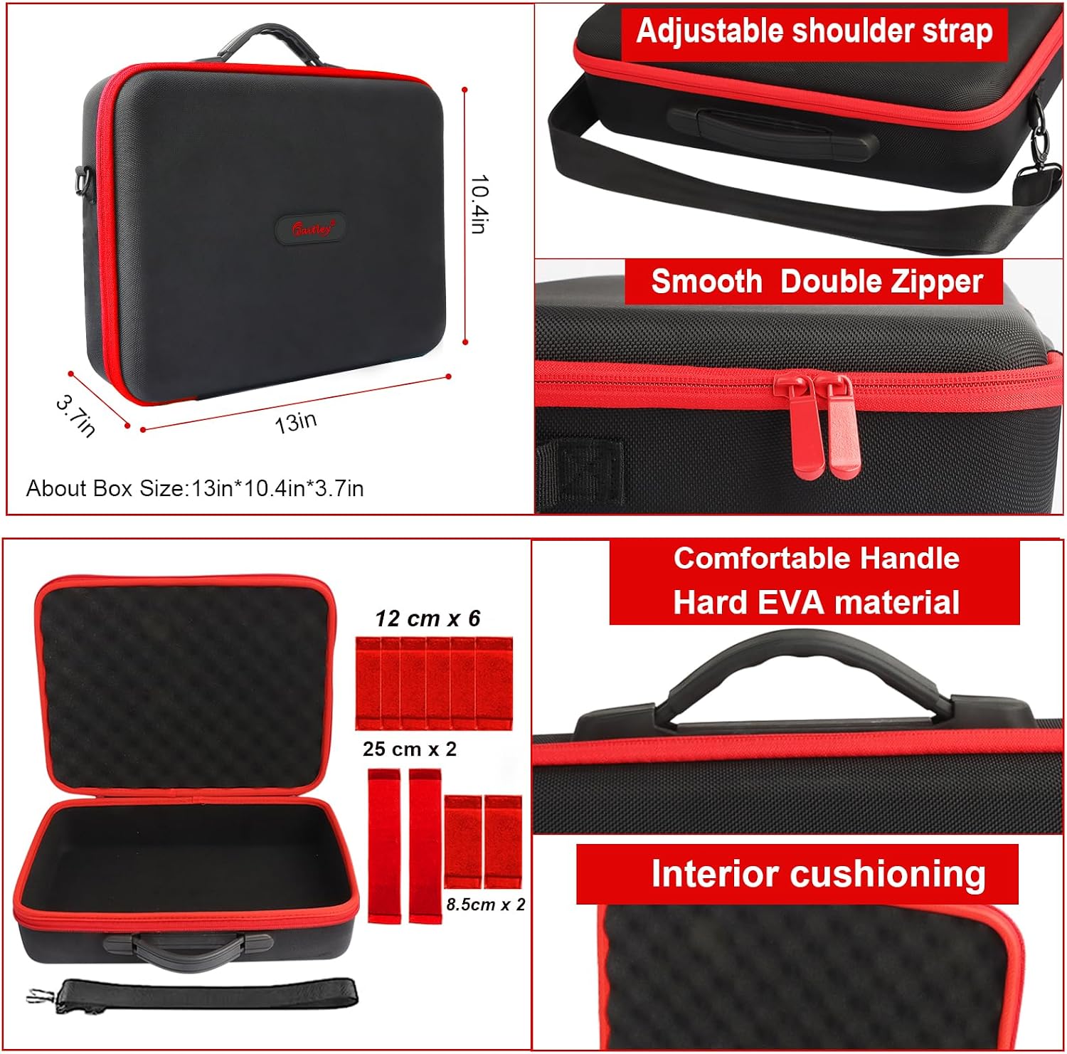 Detalle 2 de Powarobor Battery Storage Case, Red Size L, with 10 Adjustable Dividers