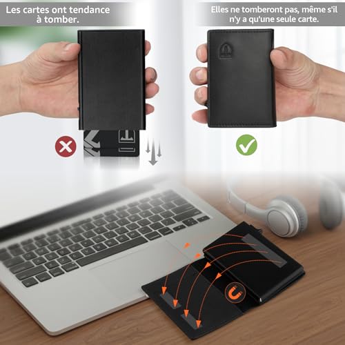 Detalle 2 de TENBST Portefeuille Homme en Cuir - Porte-Cartes avec Blocage RFID, Compact et Intelligent