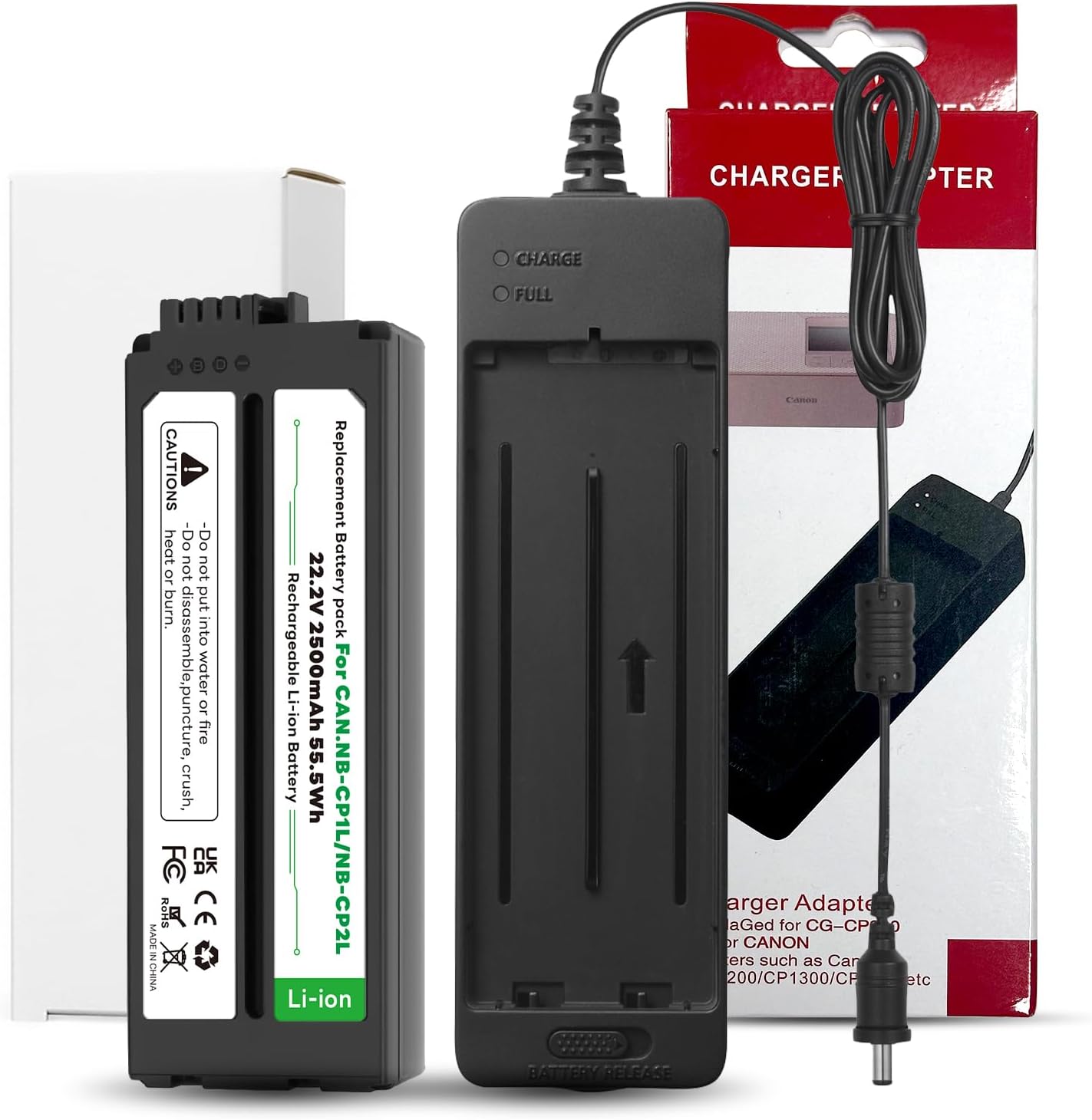 Thumbnail 5 de TQTHL NB-CP2L Akku (2500 mAh) mit Ladegerät für Canon SELPHY CP1500 & weitere Foto-Drucker