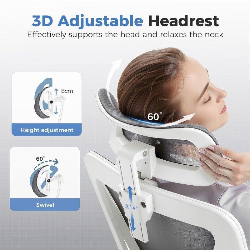 Detalle de Silla Ergonómica GTPLAYER Ajustable 3D (Reposacabezas, Lumbar y Reposabrazos) en gris