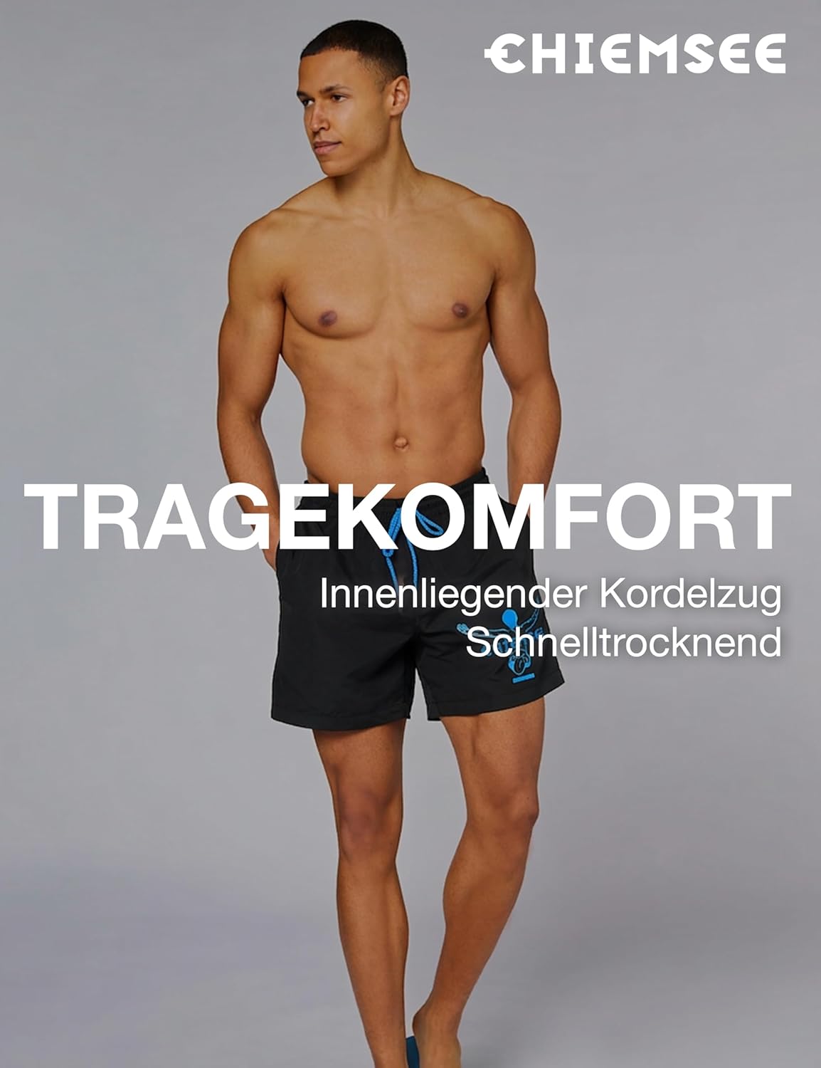 Detalle de Chiemsee Badehose Herren I Regular Fit – Schnelltrocknend, elastischer Bund, Mesh-Innenslip, 2 Taschen
