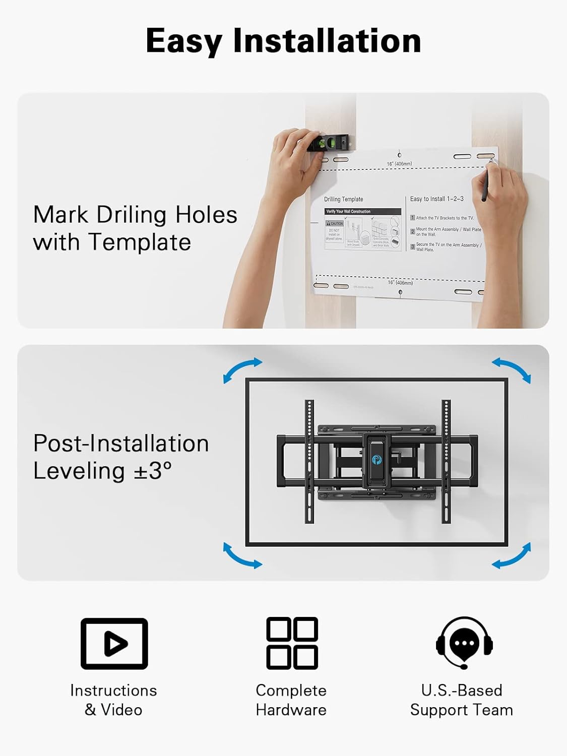 Thumbnail 6 de Pipishell Full Motion TV Mount 110 lbs