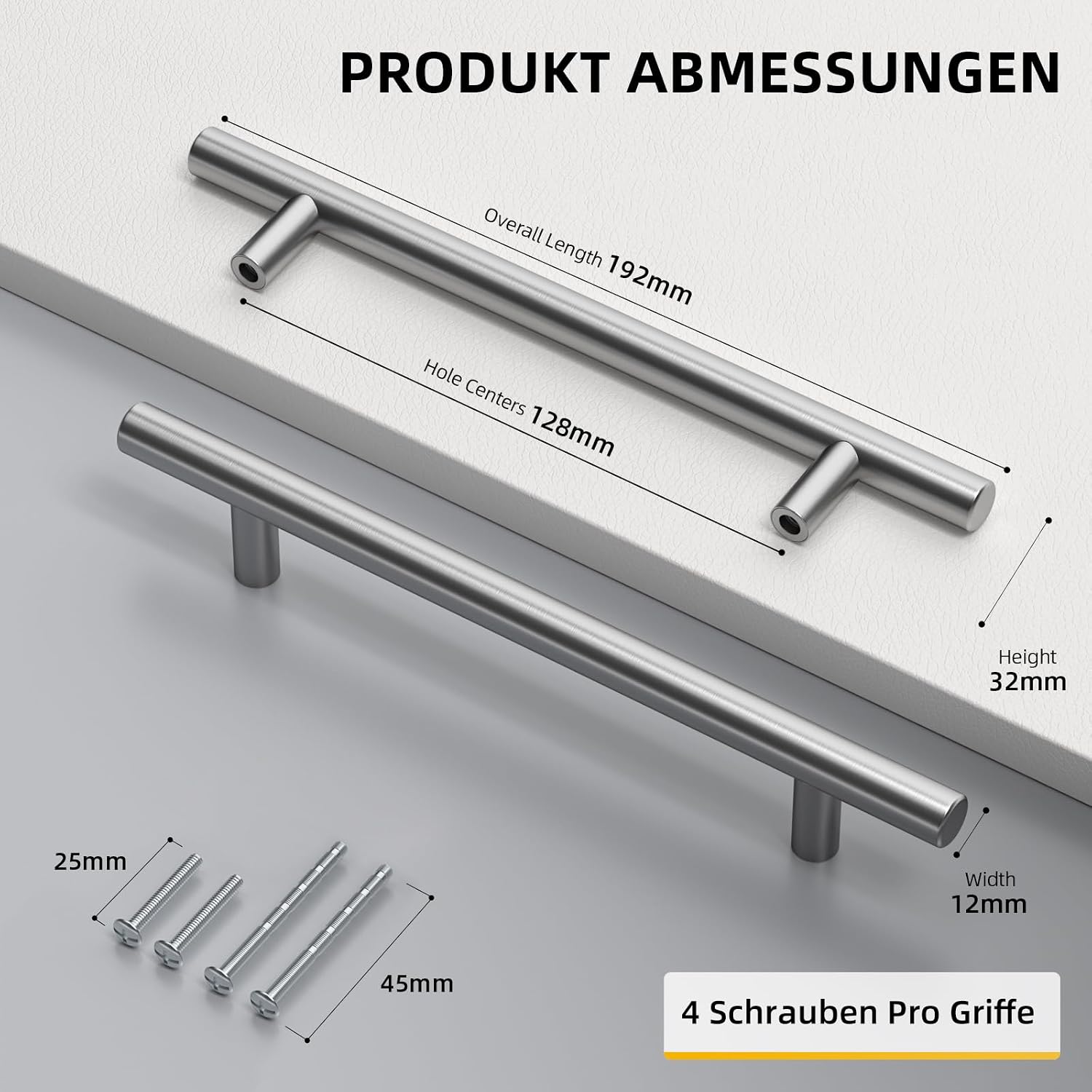 Thumbnail 1 de Goldenwarm 10er Set Griffe für Küchenschränke – Edelstahl, Lochabstand 128 mm, 192 mm Länge