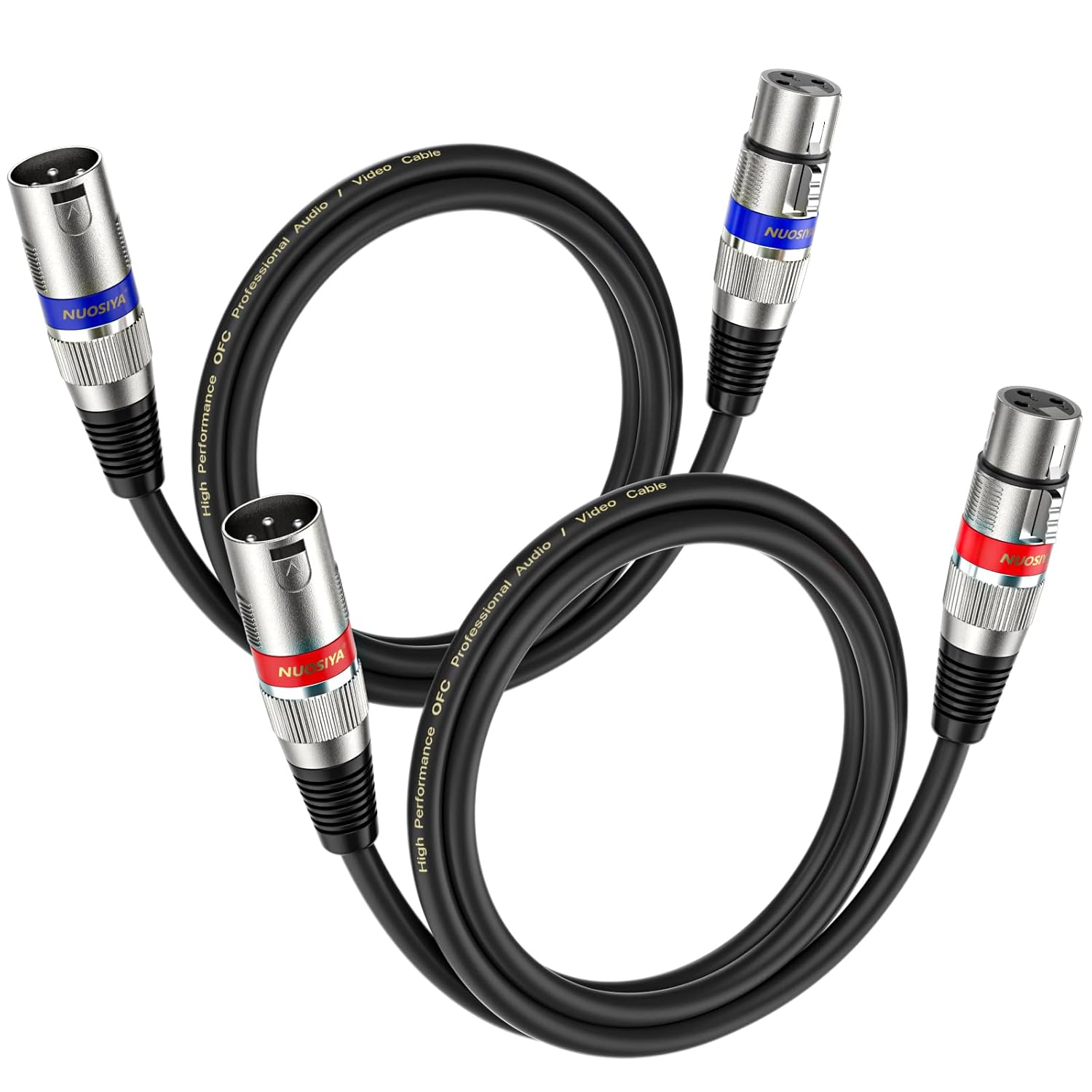 Detalle de NUOSIYA XLR Kabel 1m – 2er Pack, symmetrische 3-polige XLR-Audiokabel für Mikrofon, Mixer und Studio-Setup