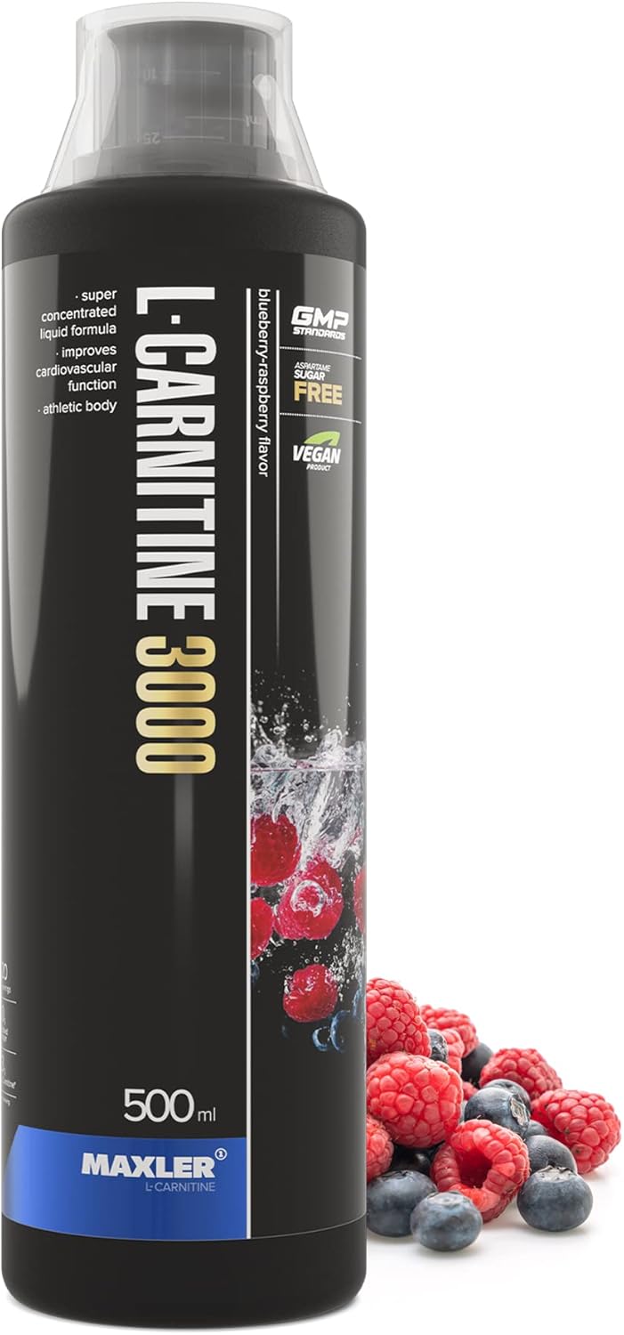 Detalle de Maxler L-Carnitine 3000 (500 ml) Myrtille et Framboise — Gestion du poids et performance sportive